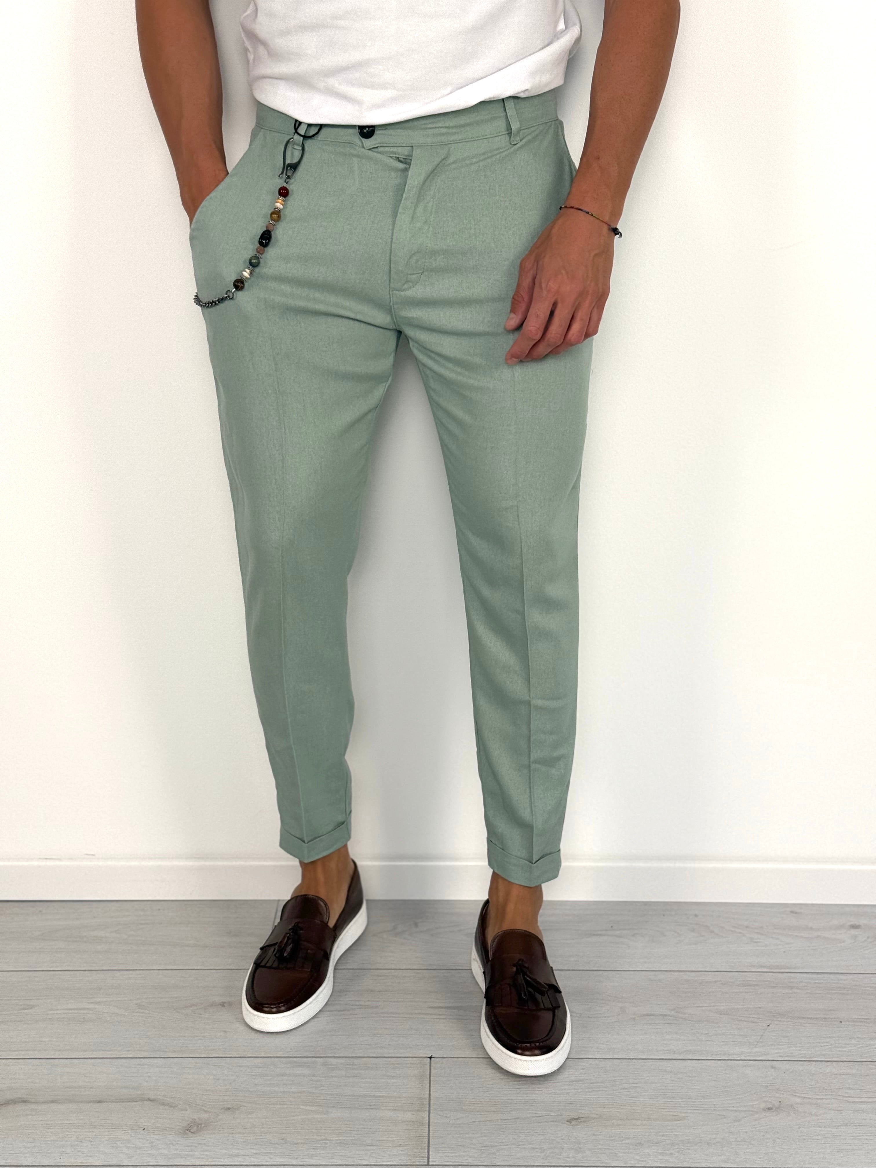 LINEN CAPRI TROUSERS WITH ROLLS