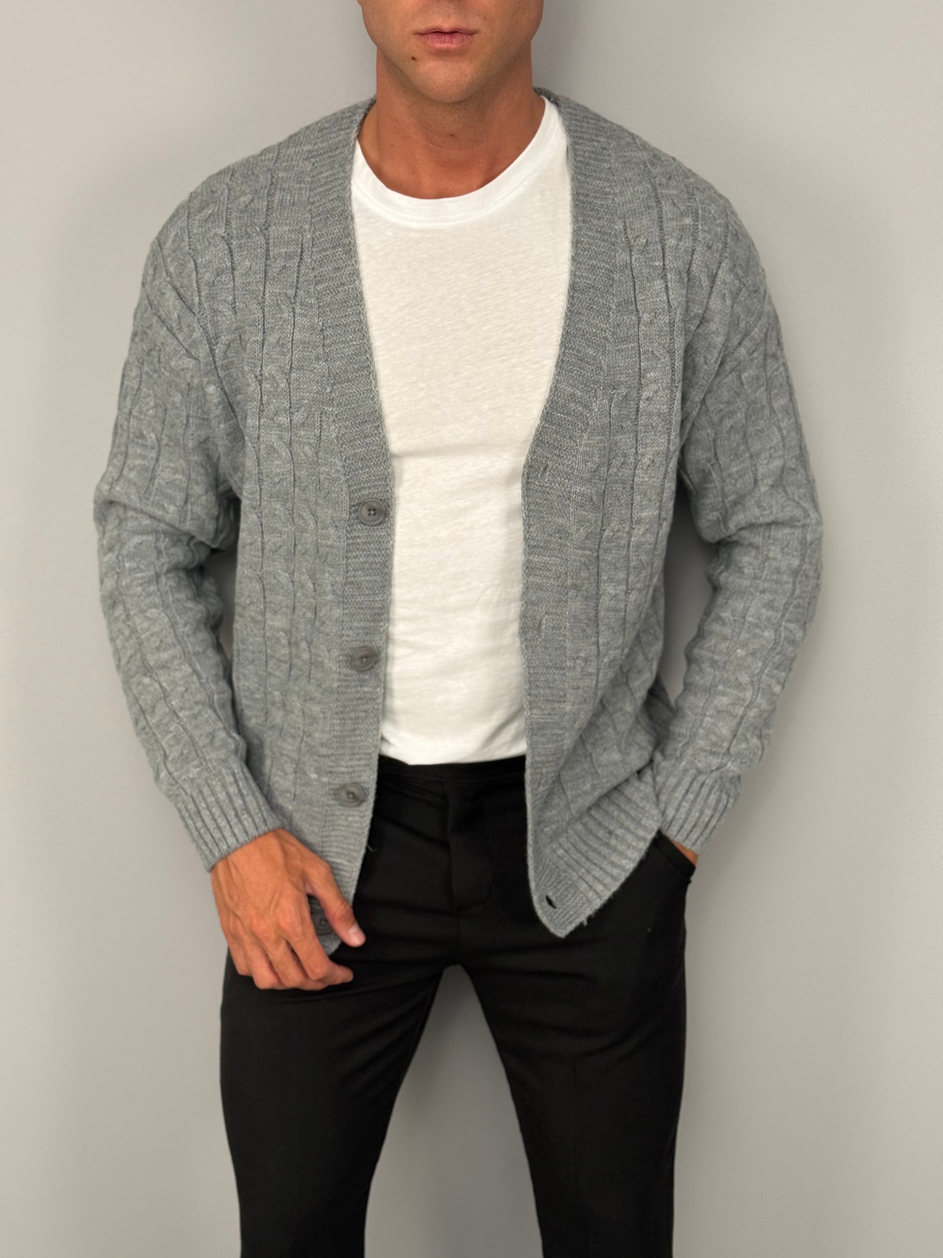 CARDIGAN TRECCIA IN FILO
