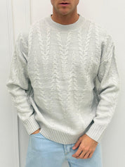 Pull texturé premium en relief - Taille XL Blanc