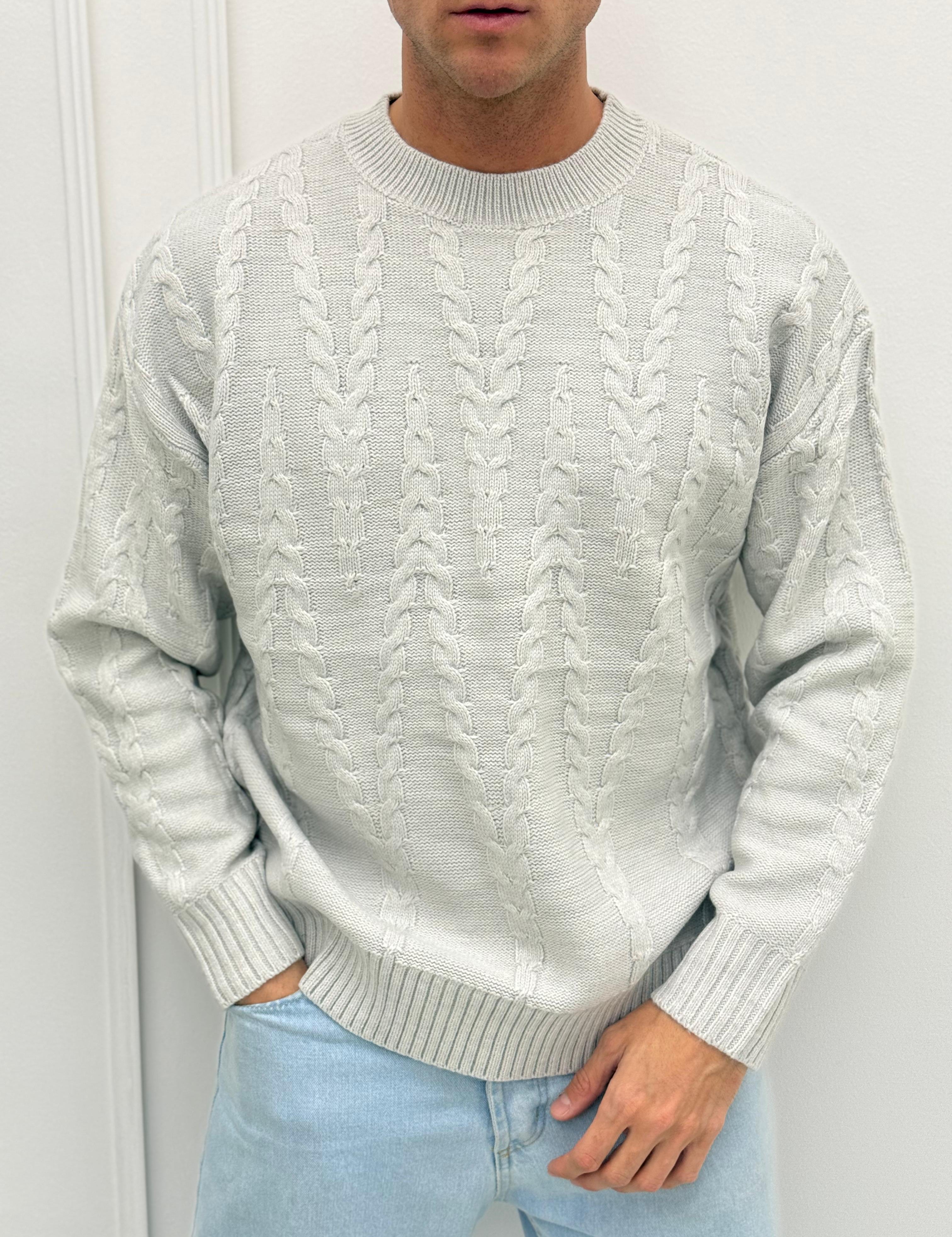 PREMIUM RELIEF TEXTURED SWEATER - Size XL White