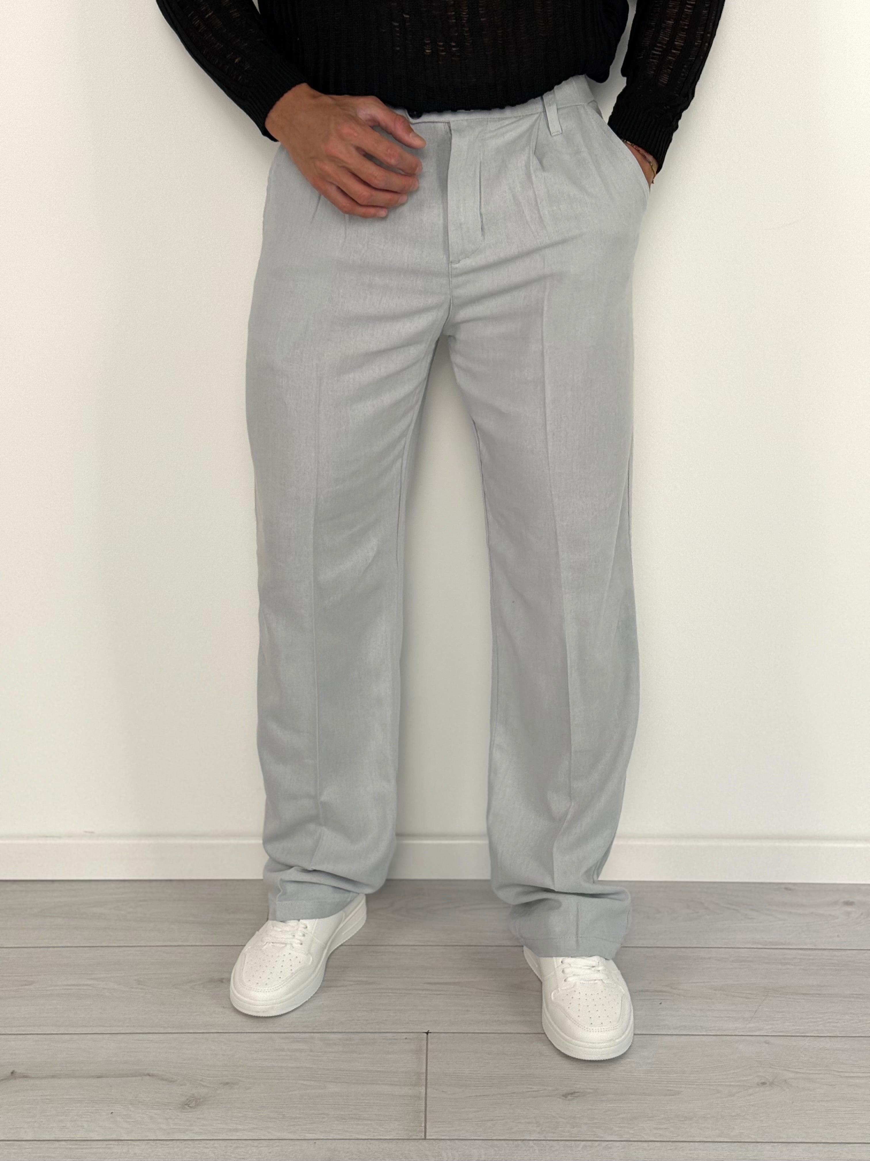 PANTALONE LINO BUTTON AMPIO