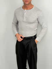 Camiseta Henley de Algodón