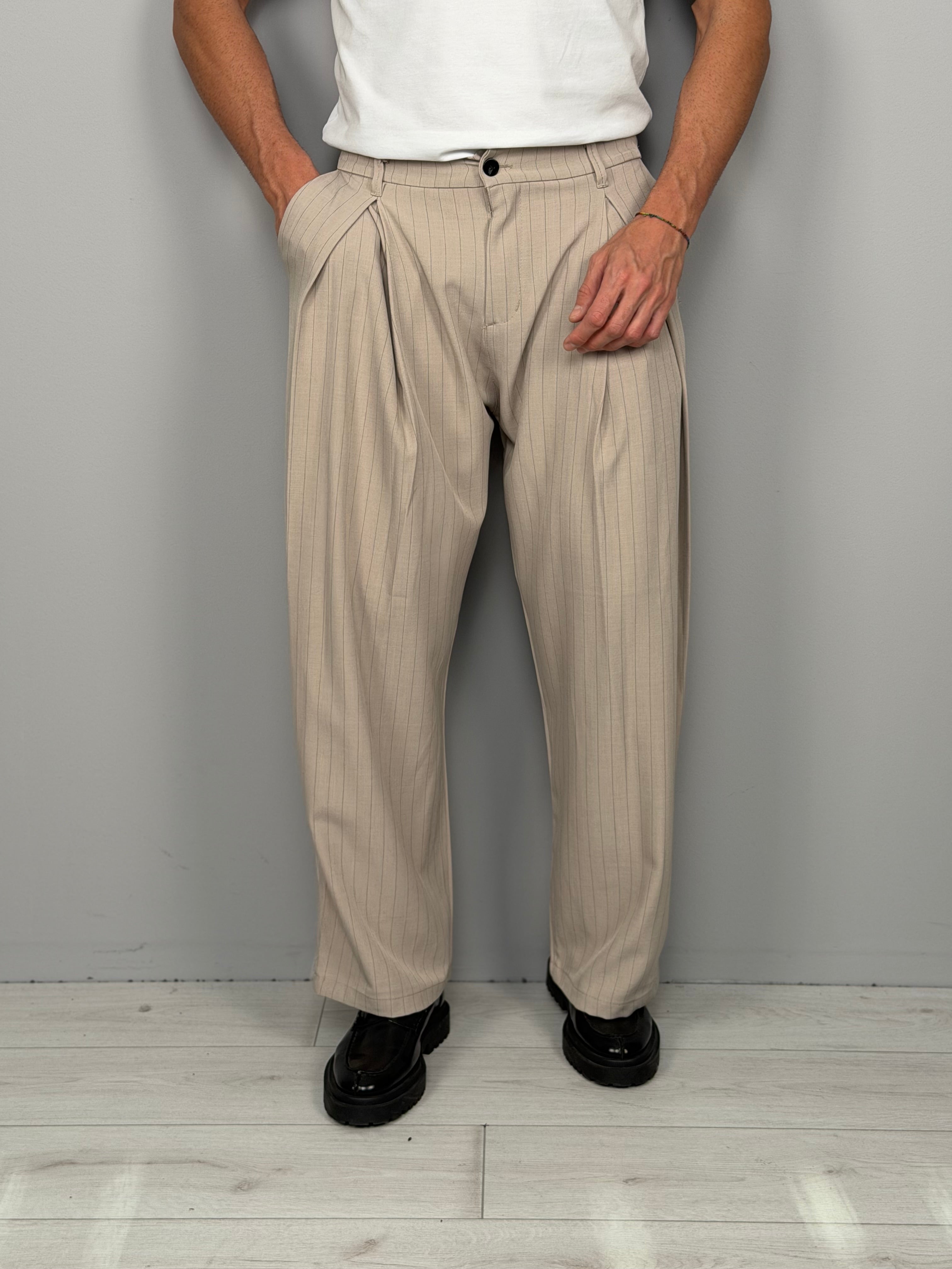 GENESIS PINSTRIPED WIDE TROUSERS