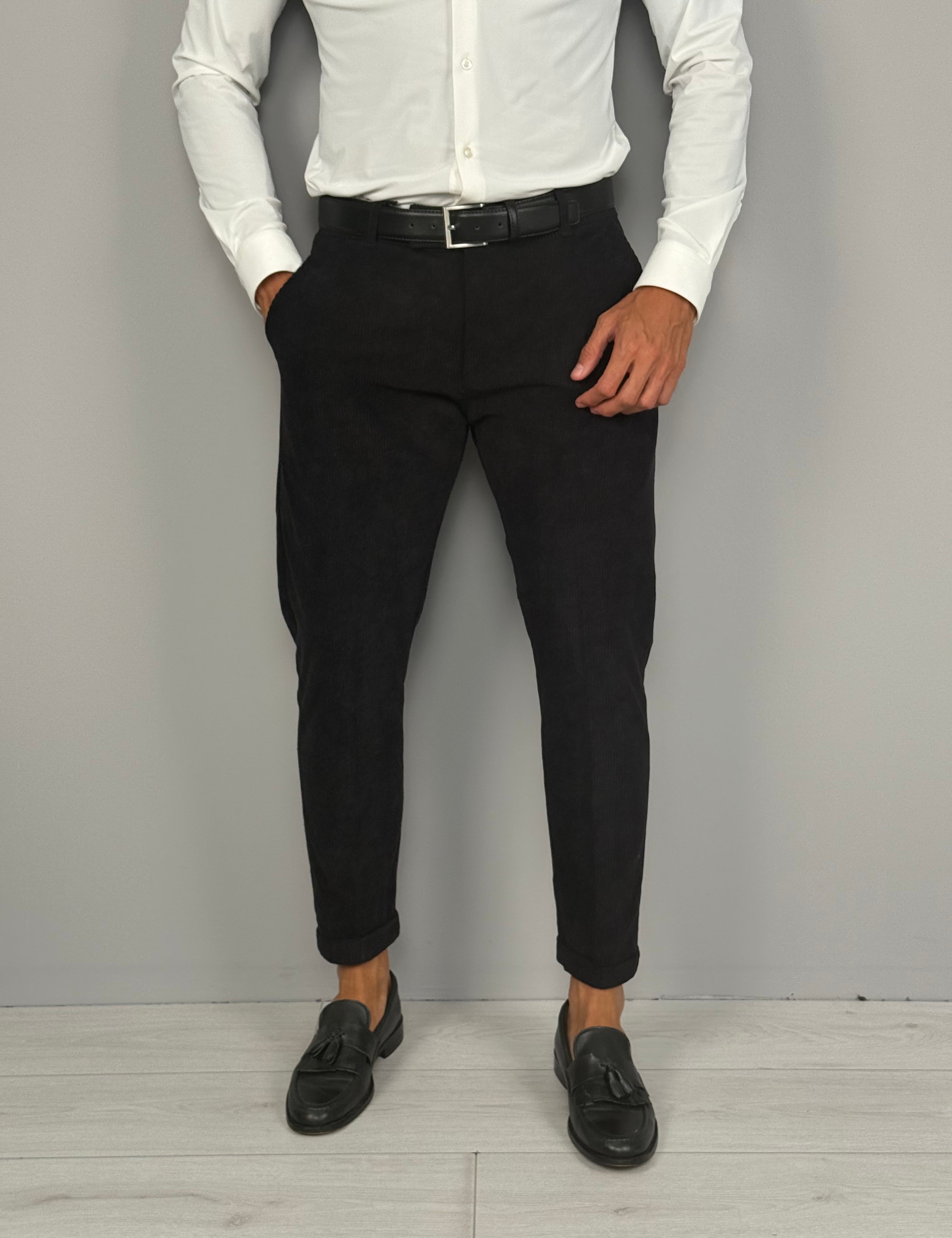 PANTALONE MOD CAPRI VELLUTO RISVOLTINO