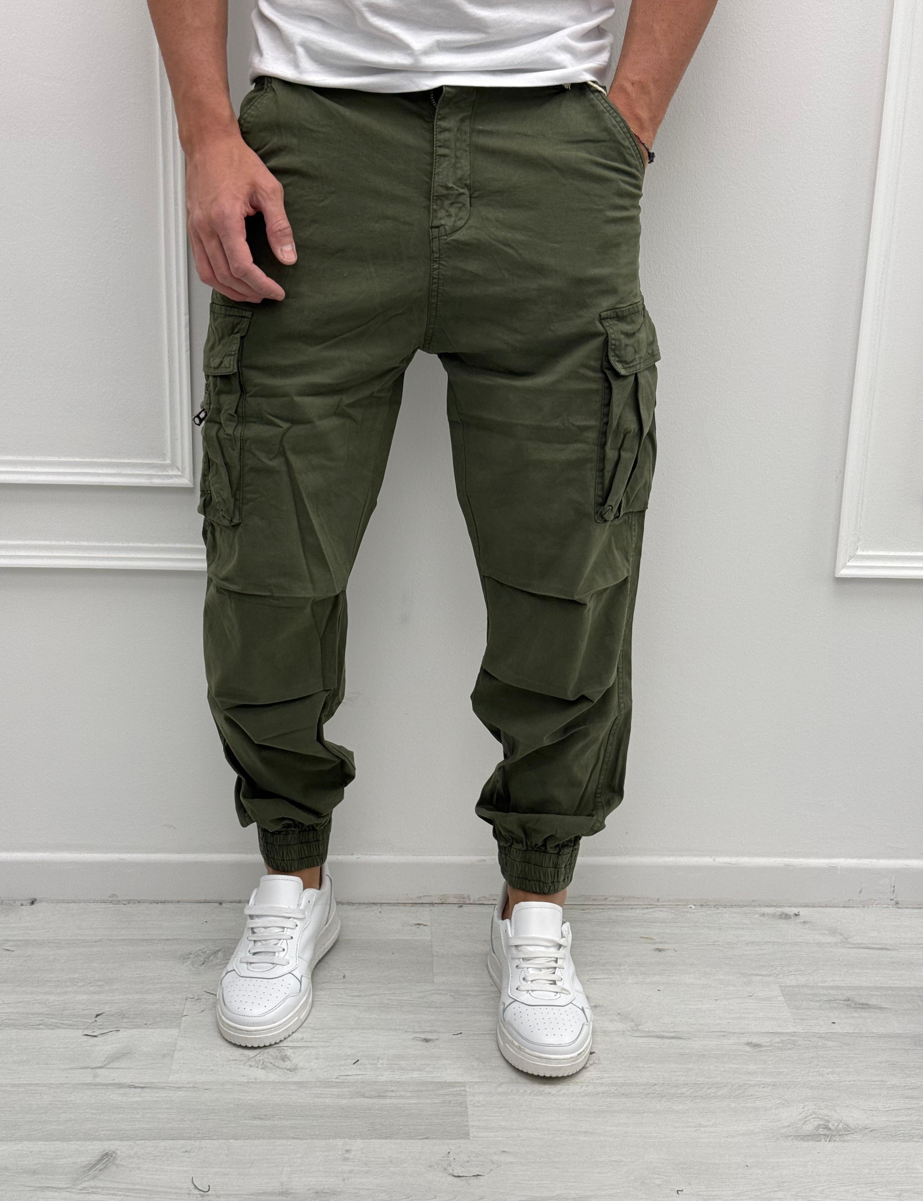 PANTALONE CARGO ELASTICO - rimasto PANNA tg.S