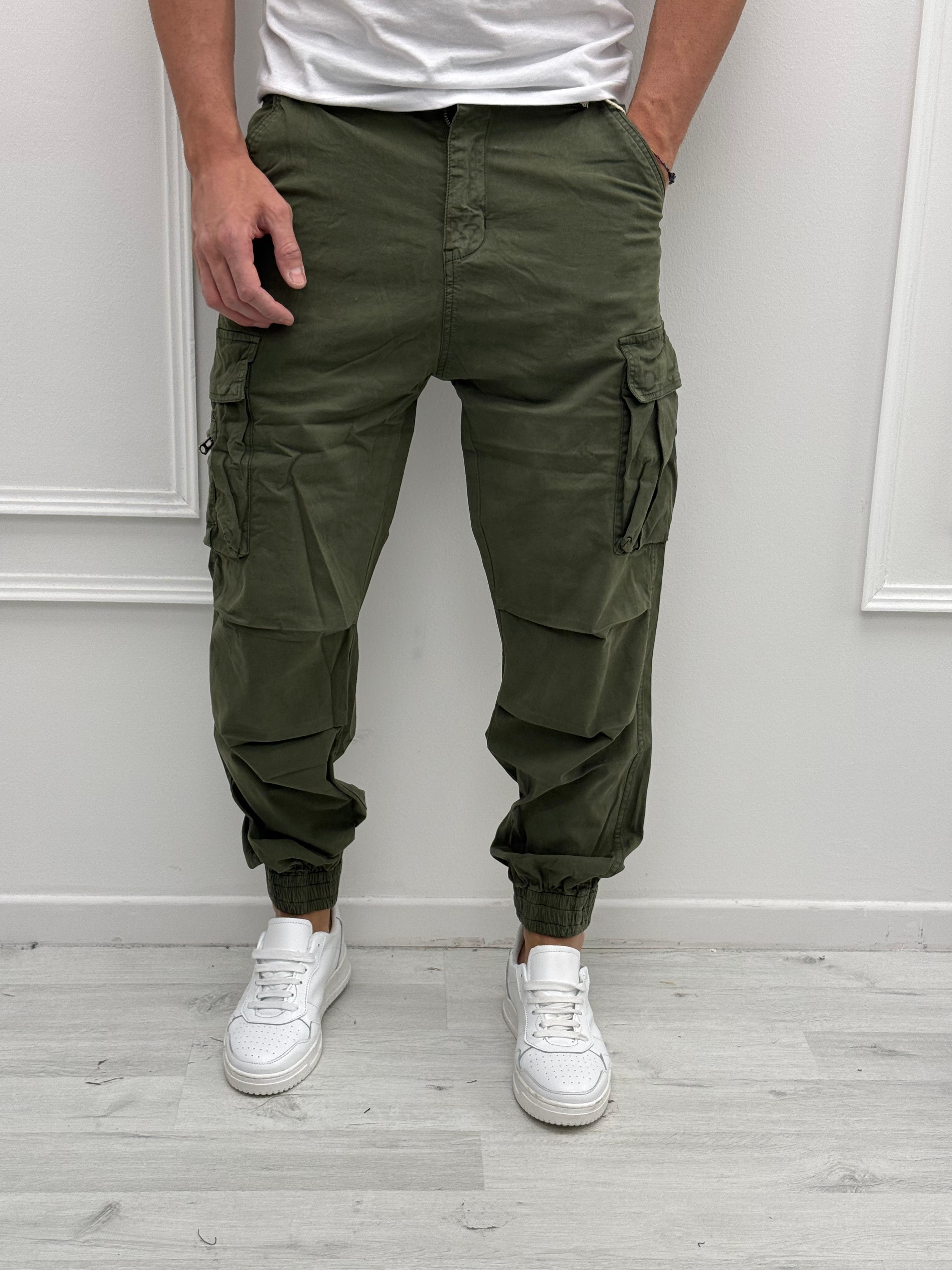 PANTALONE CARGO ELASTICO - rimasto PANNA tg.S