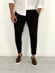 LINEN CAPRI TROUSERS WITH ROLLS