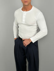 Camiseta Henley de Algodón