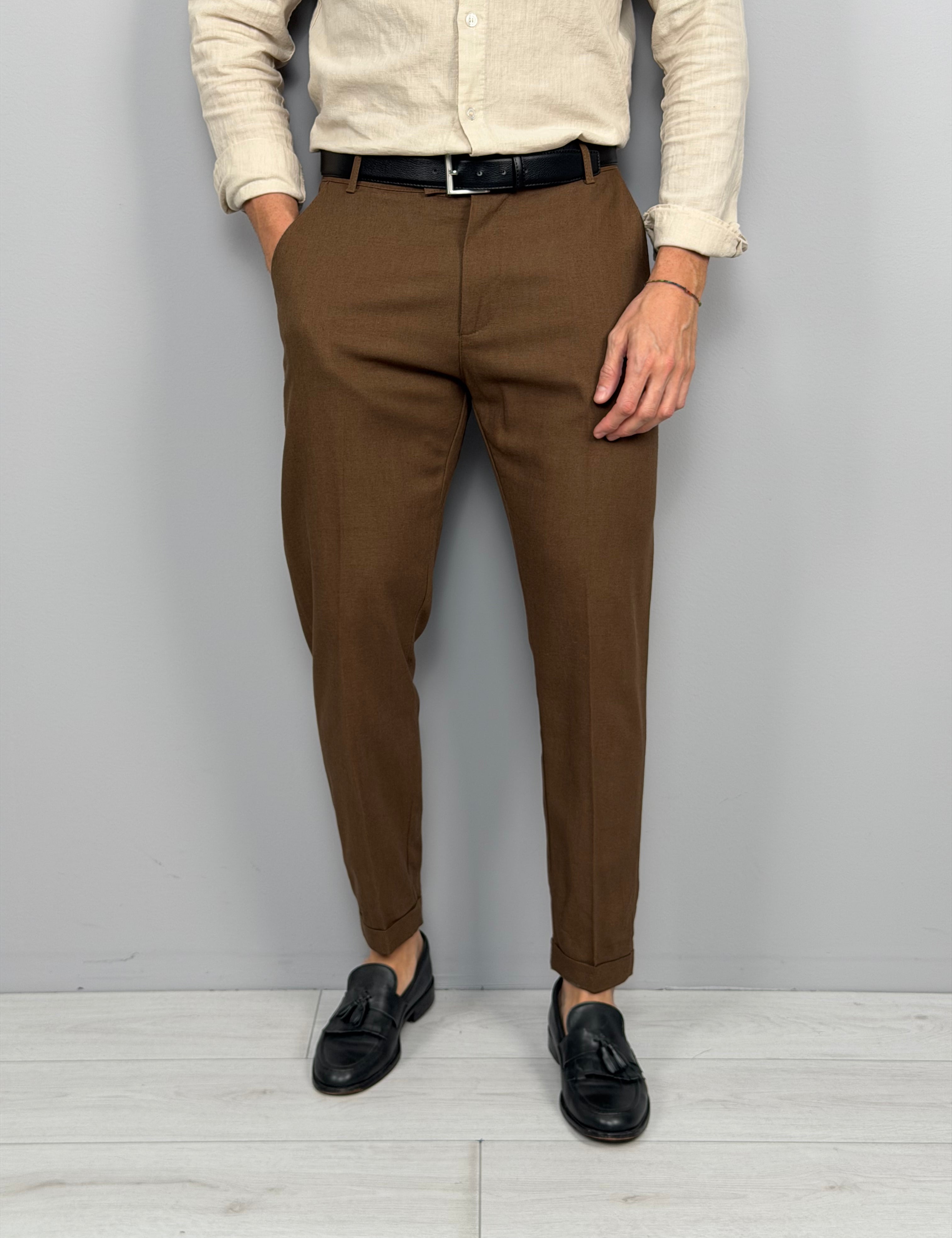 PANTALONE LINO MOD CAPRI RISVOLTINO