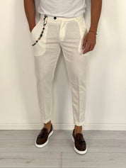 LINEN CAPRI TROUSERS WITH ROLLS