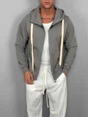 FELPA ZIP CAPPUCCIO GARZATA