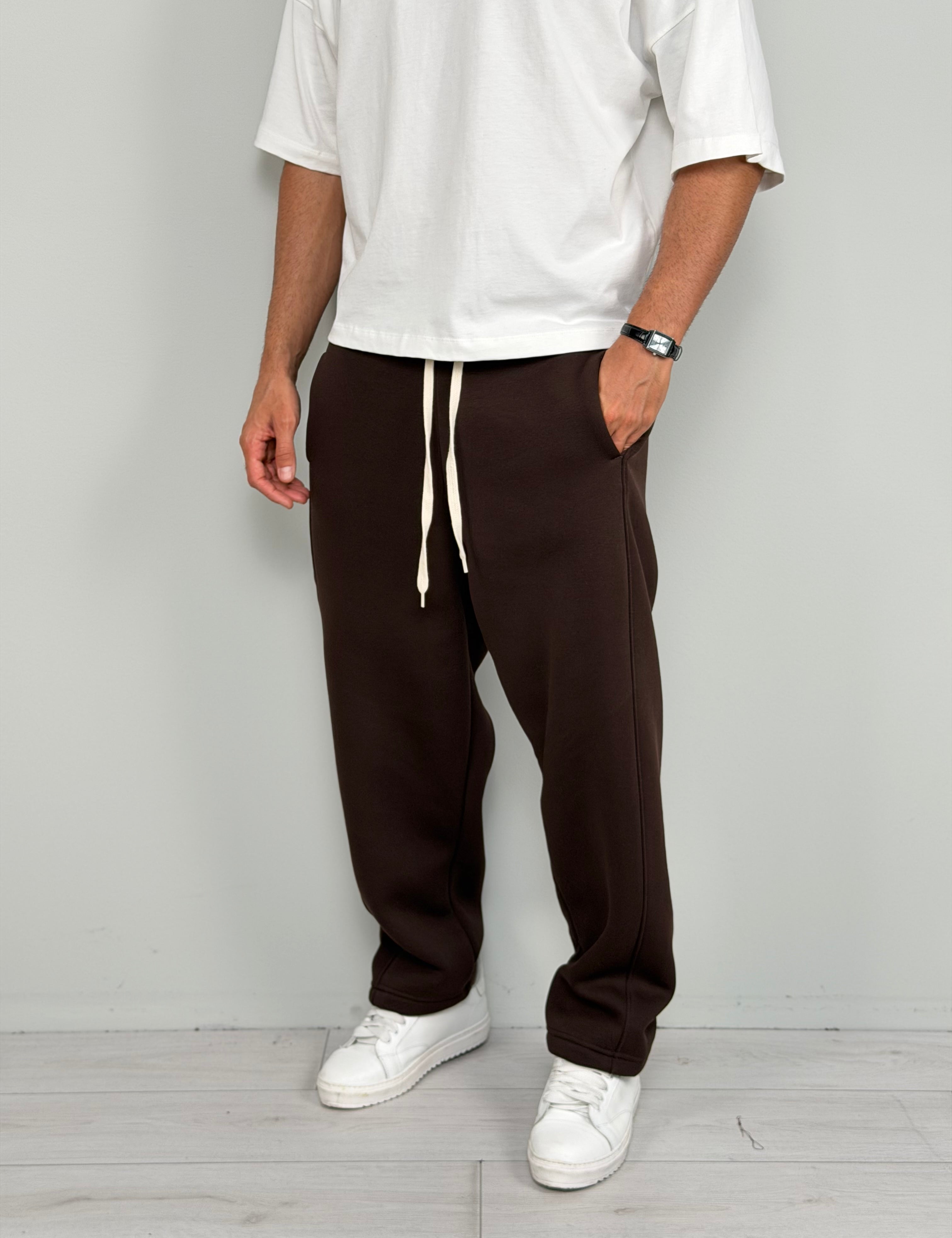 Pantalón de chándal holgado de rayas afelpado