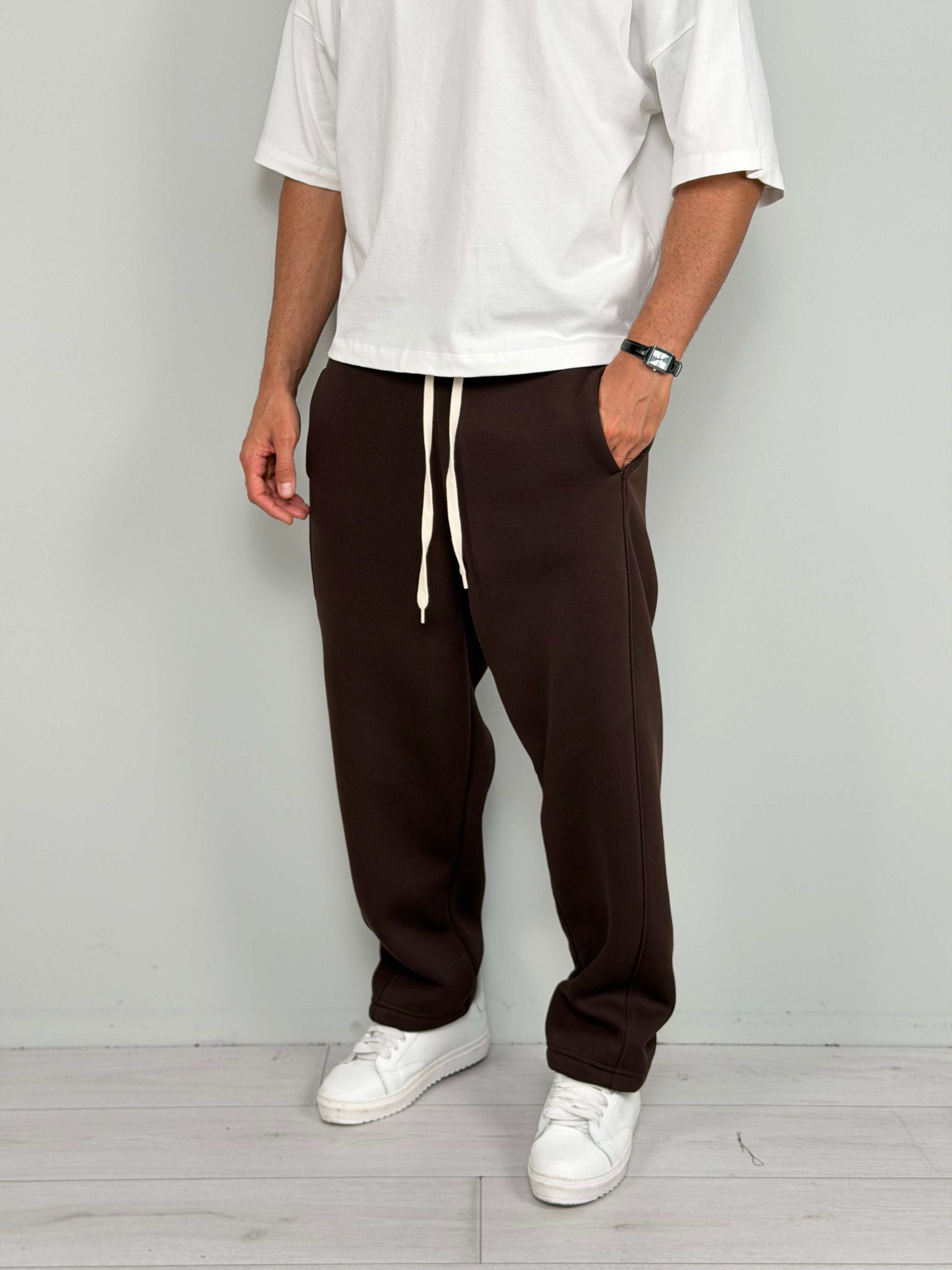 Pantalón de chándal holgado de rayas afelpado