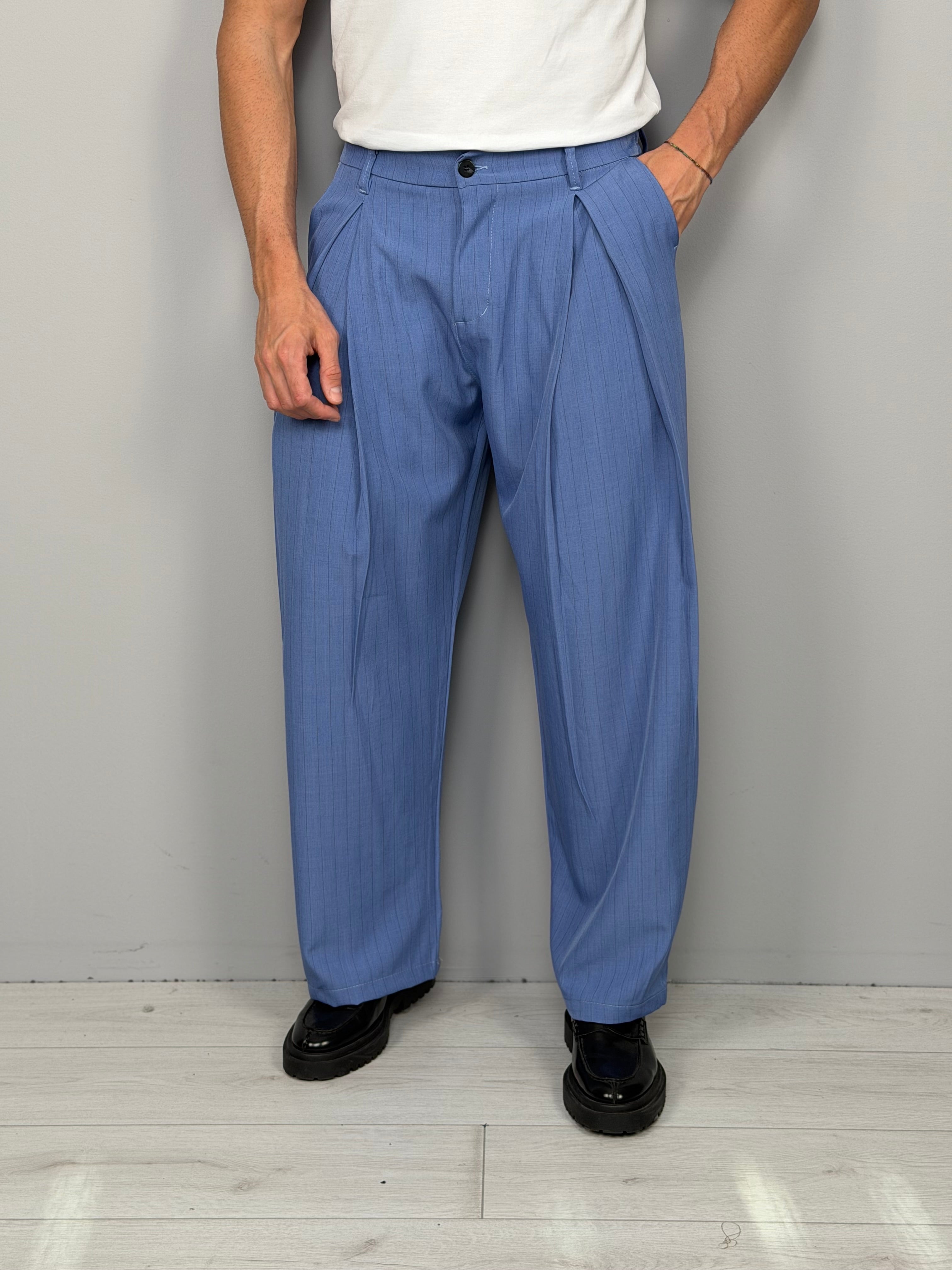 GENESIS PINSTRIPED WIDE TROUSERS