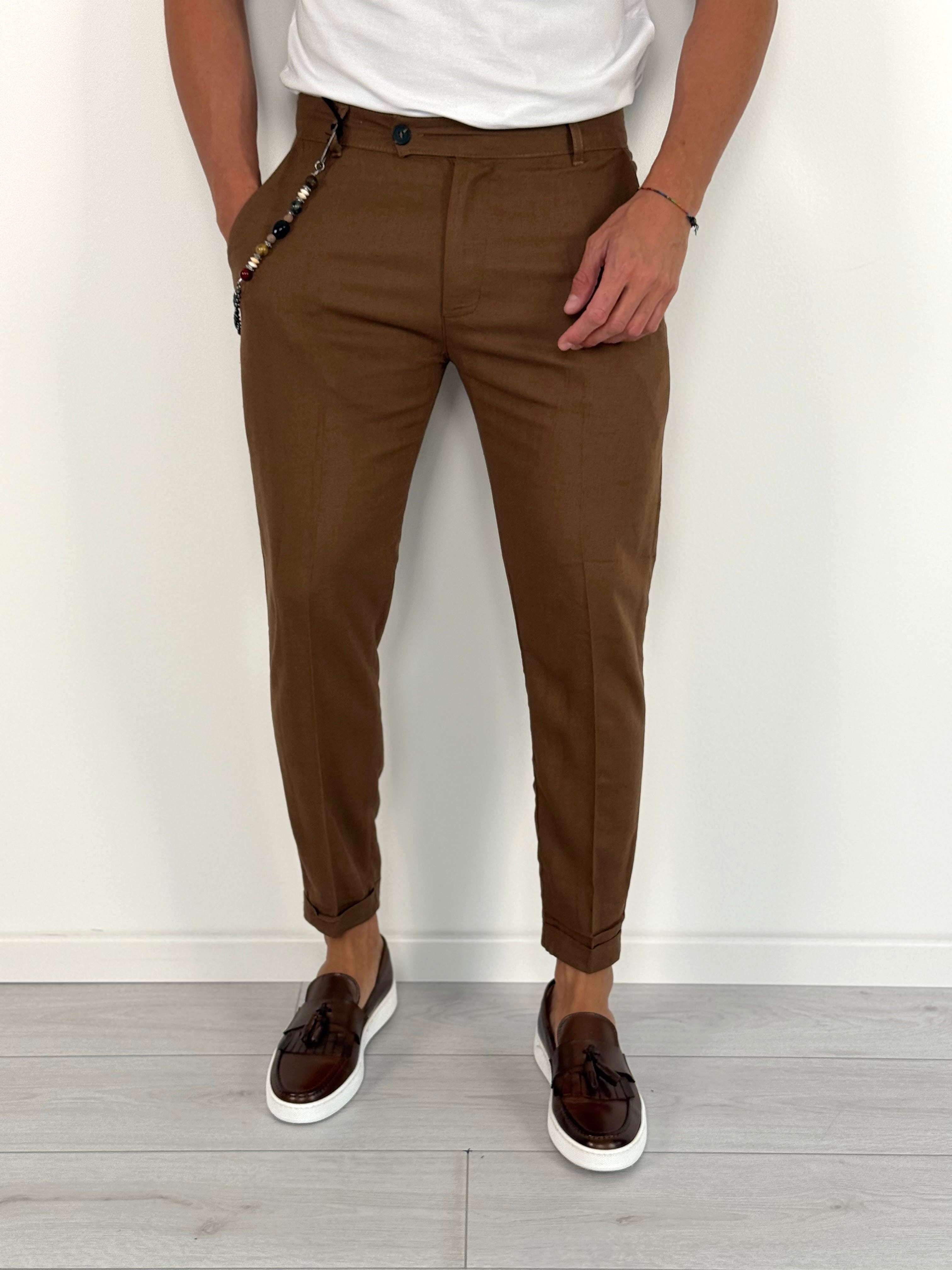 LINEN CAPRI TROUSERS WITH ROLLS