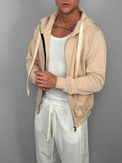 FELPA ZIP CAPPUCCIO GARZATA