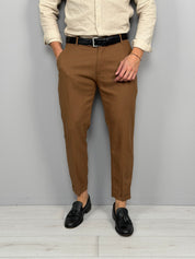 PANTALONE LINO MOD CAPRI RISVOLTINO