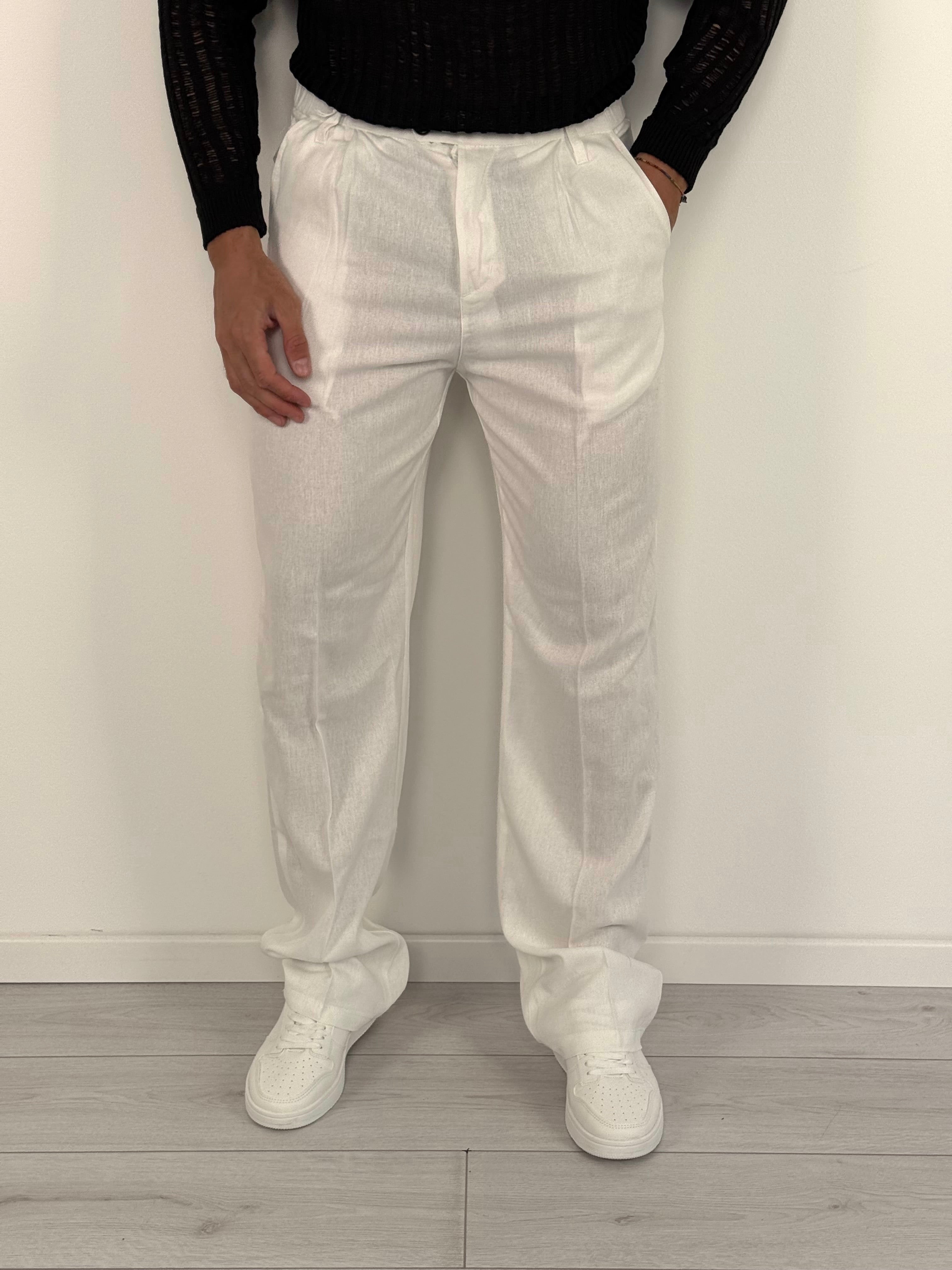 PANTALONE LINO BUTTON AMPIO