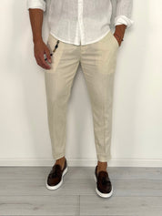 LINEN CAPRI TROUSERS WITH ROLLS
