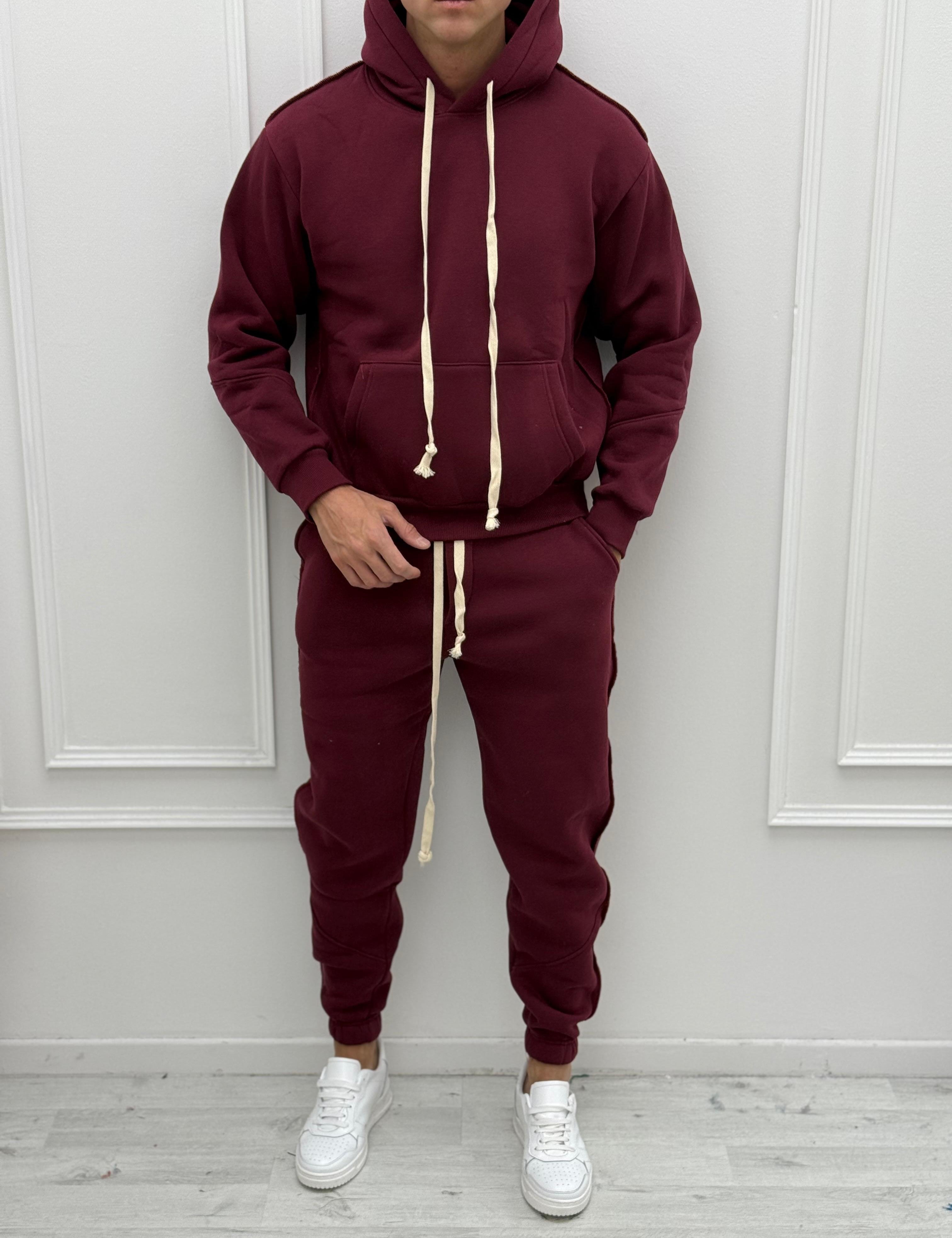 TUTA FELPATA RILIEVO - Colore bianco e rosa