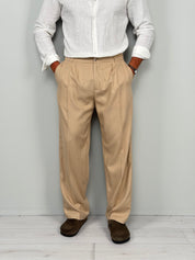 PANTALONE LINO FONDO AMPIO - TASCHE DIETRO