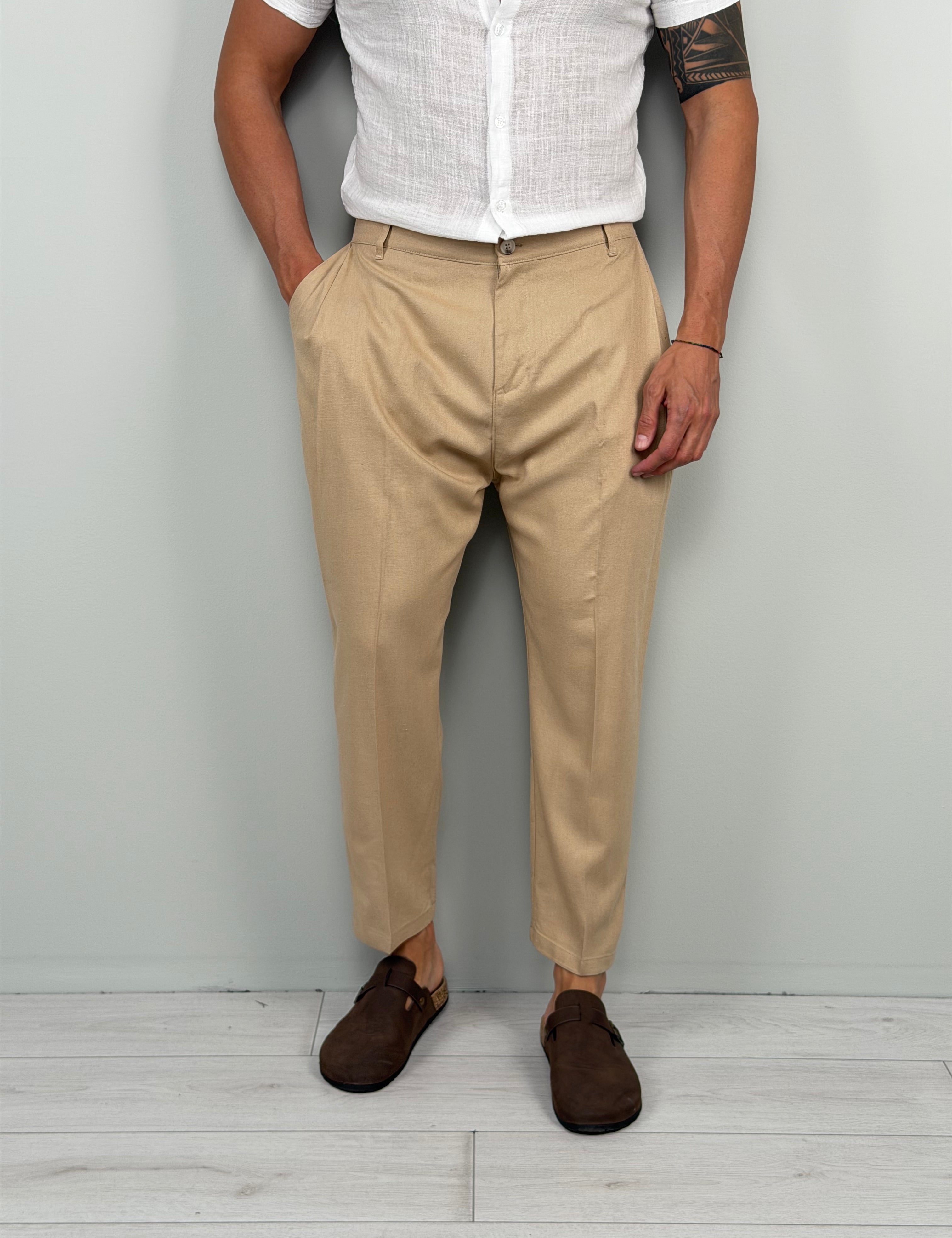 PANTALONE LINO FOLLOW - TASCA DIETRO