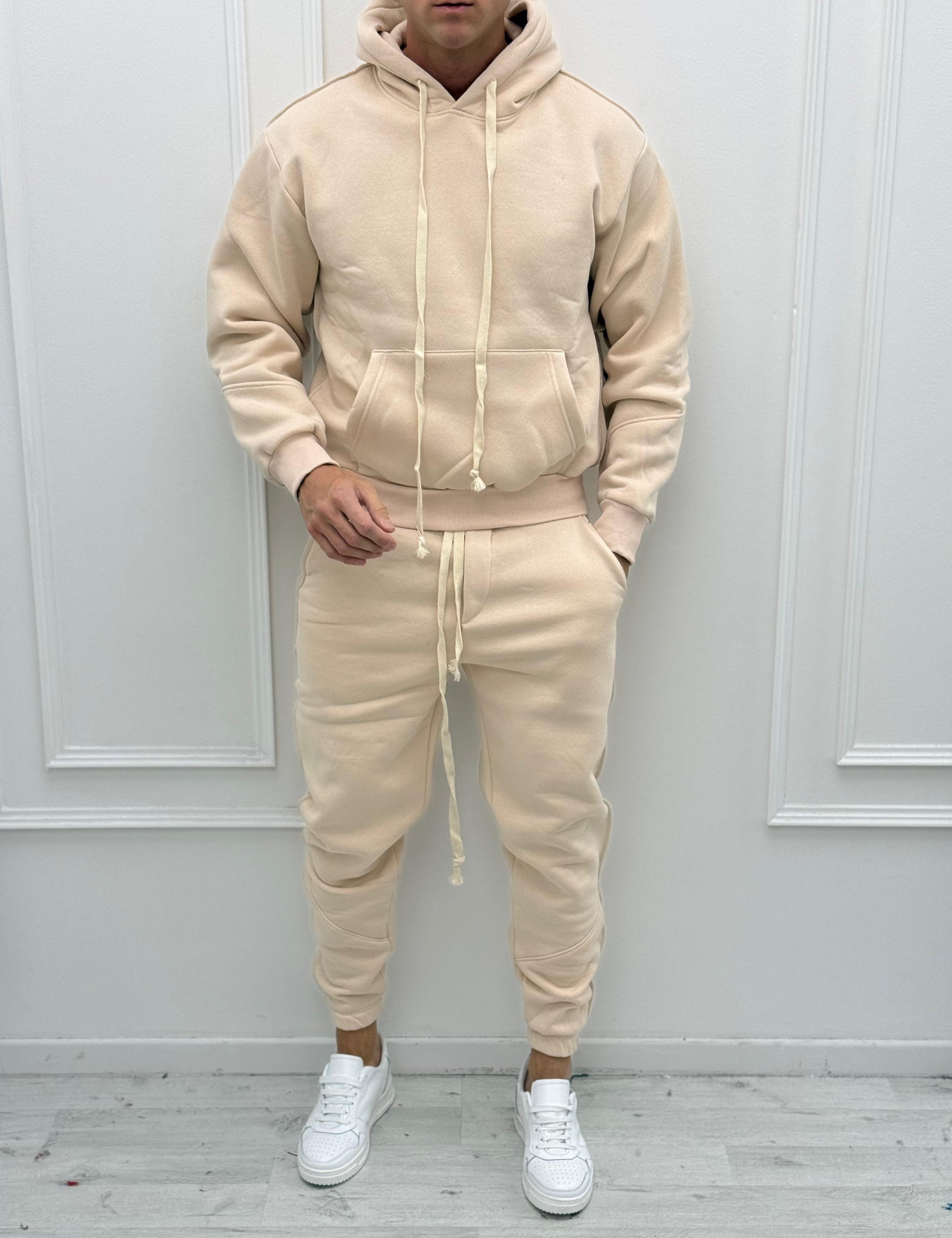 TUTA FELPATA RILIEVO - Colore bianco e rosa