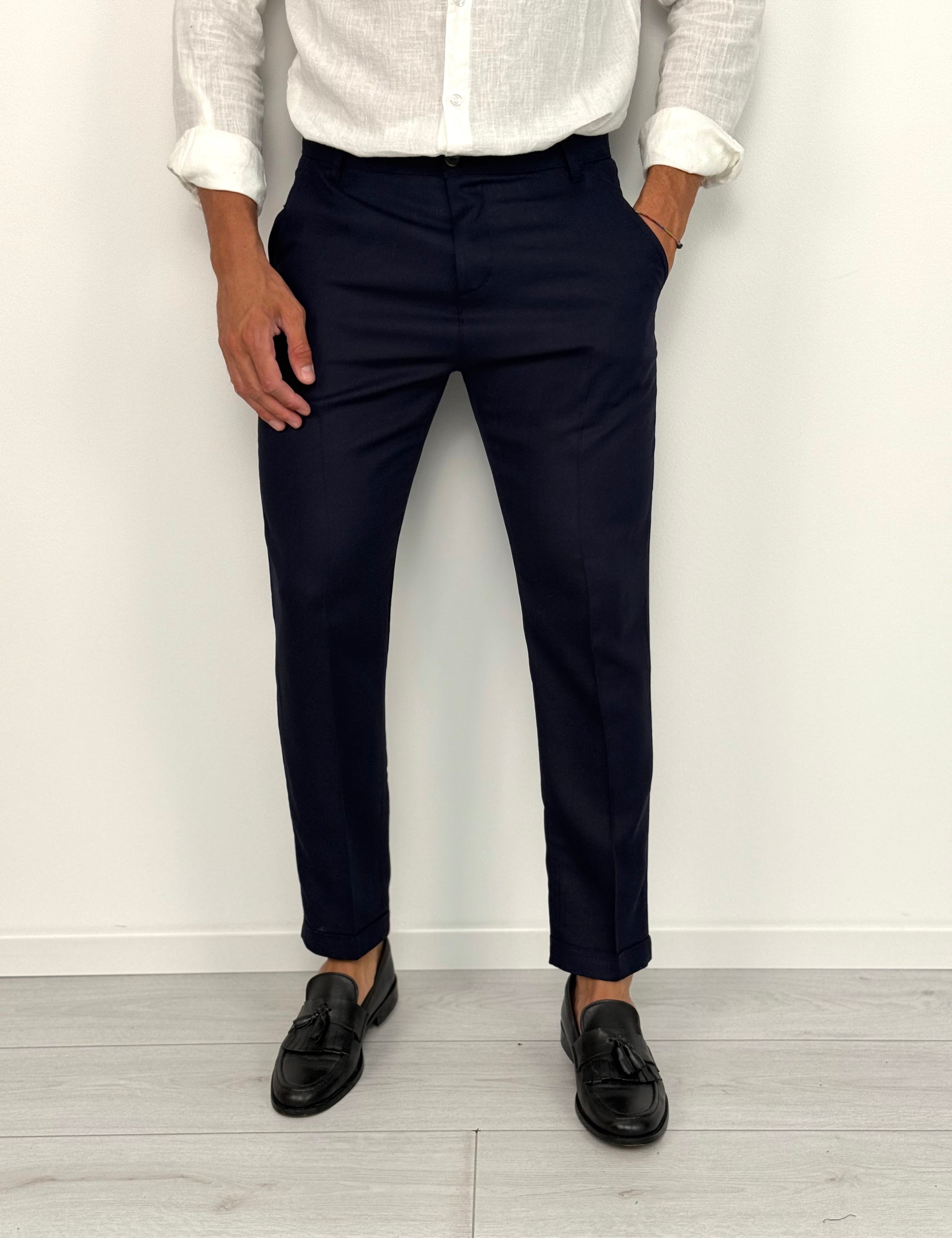 PANTALONE LINO MOD CAPRI RISVOLTINO