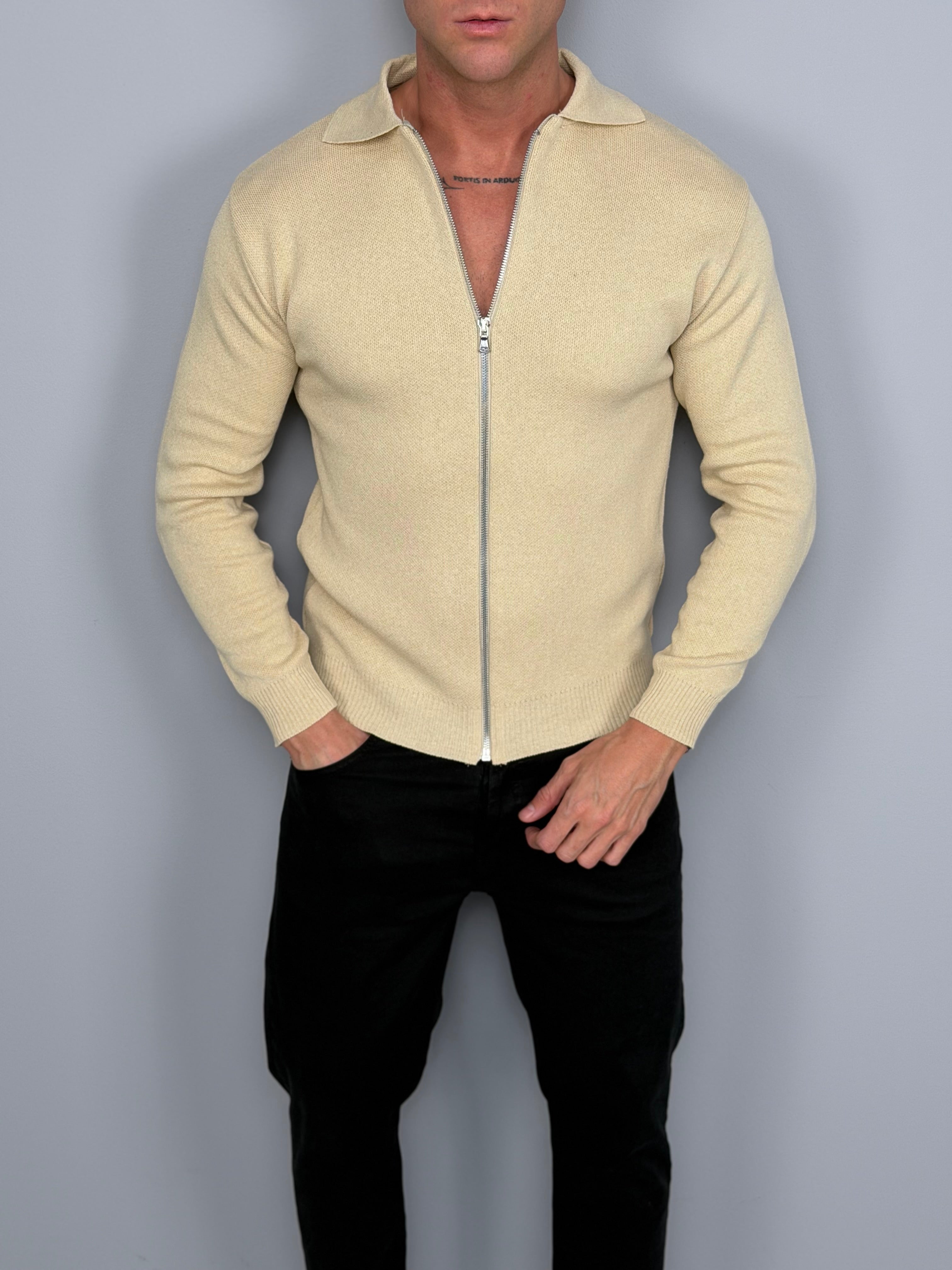 COTTON ZIP CARDIGAN
