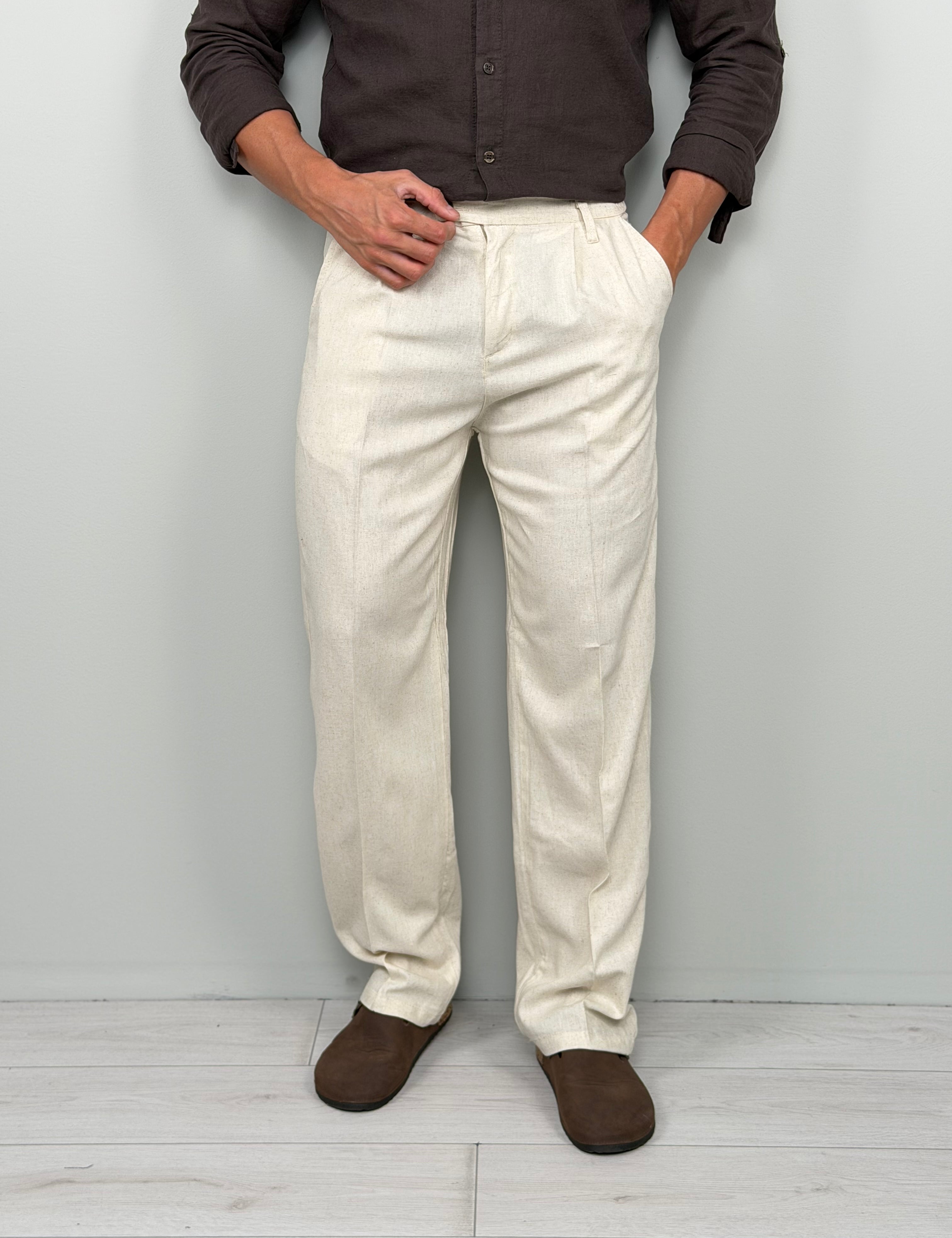 PANTALONE LINO CUBA AMPIO - TASCA DIETRO