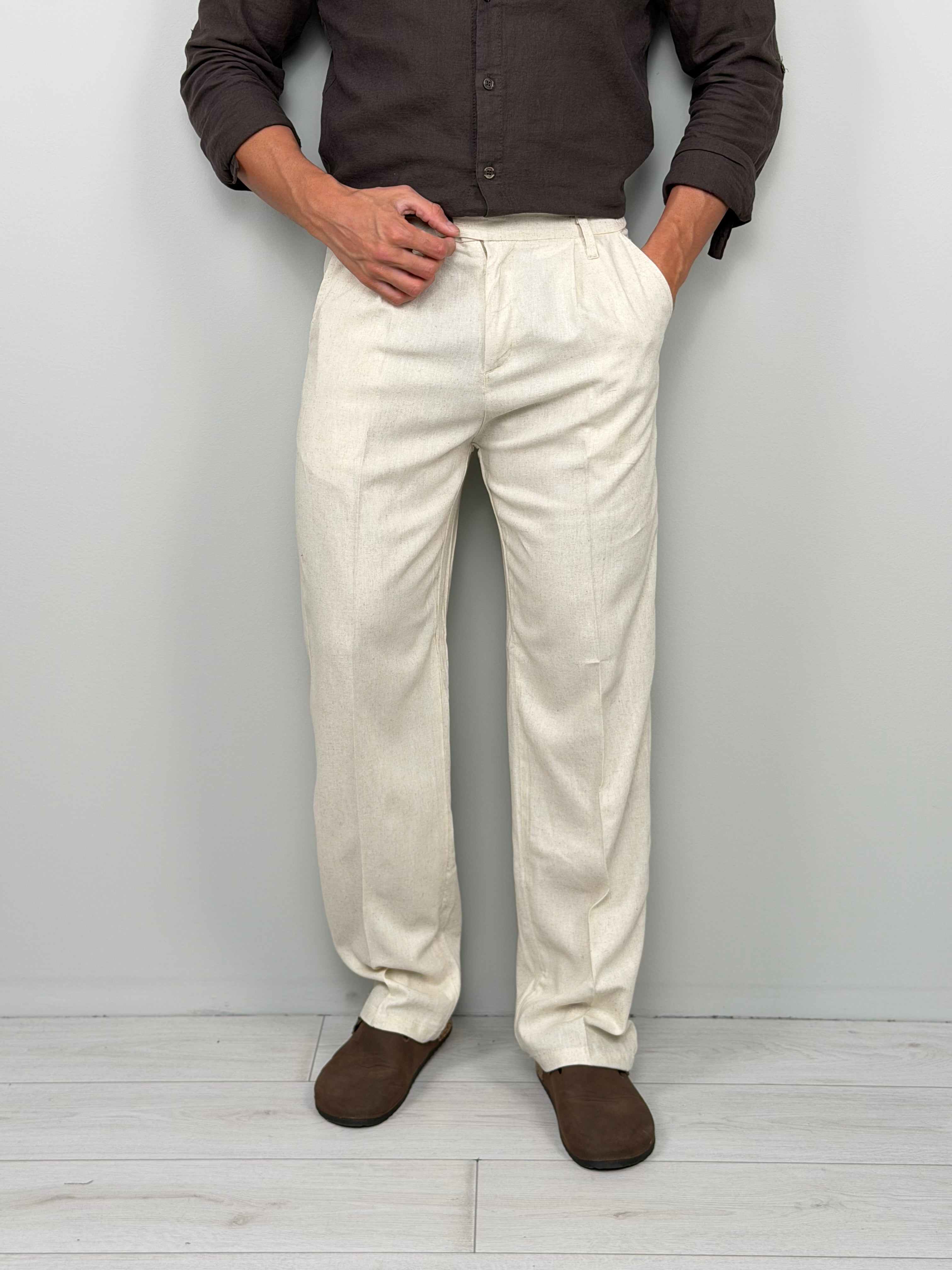 PANTALÓN DE LINO CUBA AMPLIO - BOLSILLO TRASERO