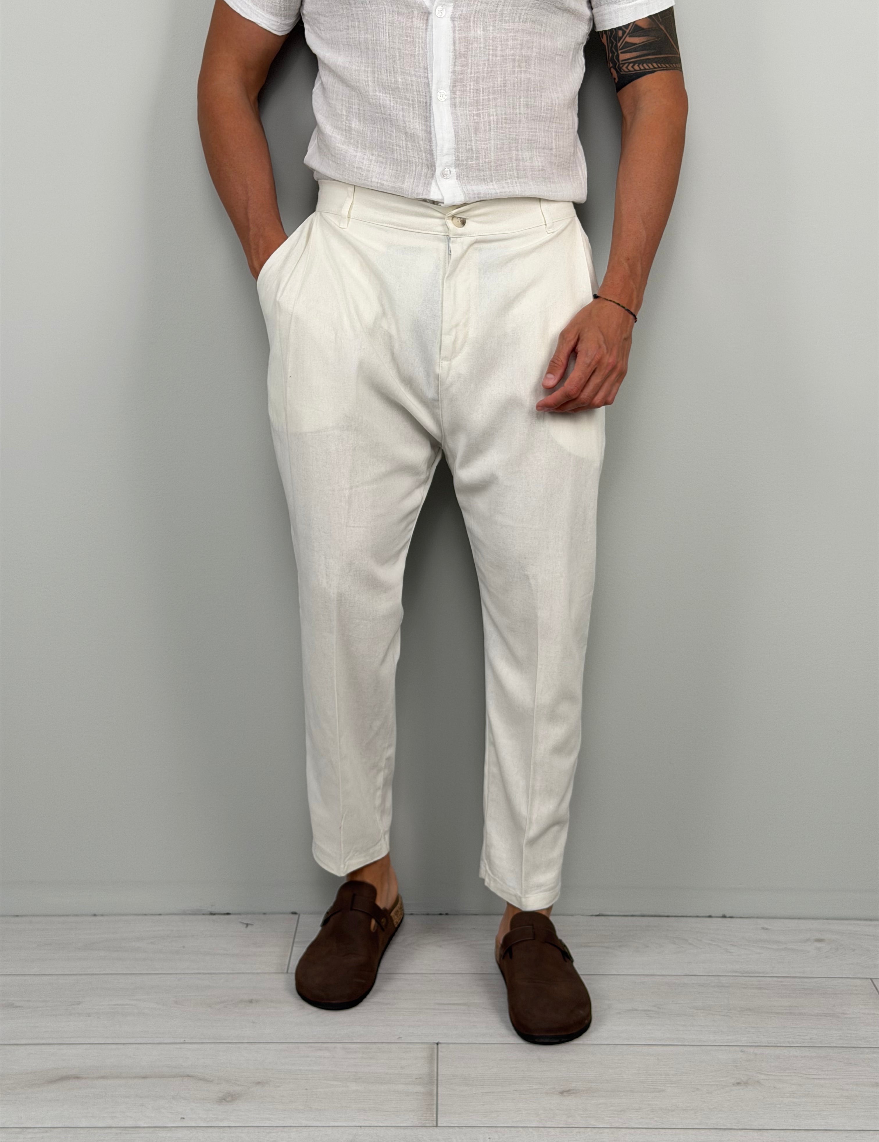 PANTALONE LINO FOLLOW - TASCA DIETRO