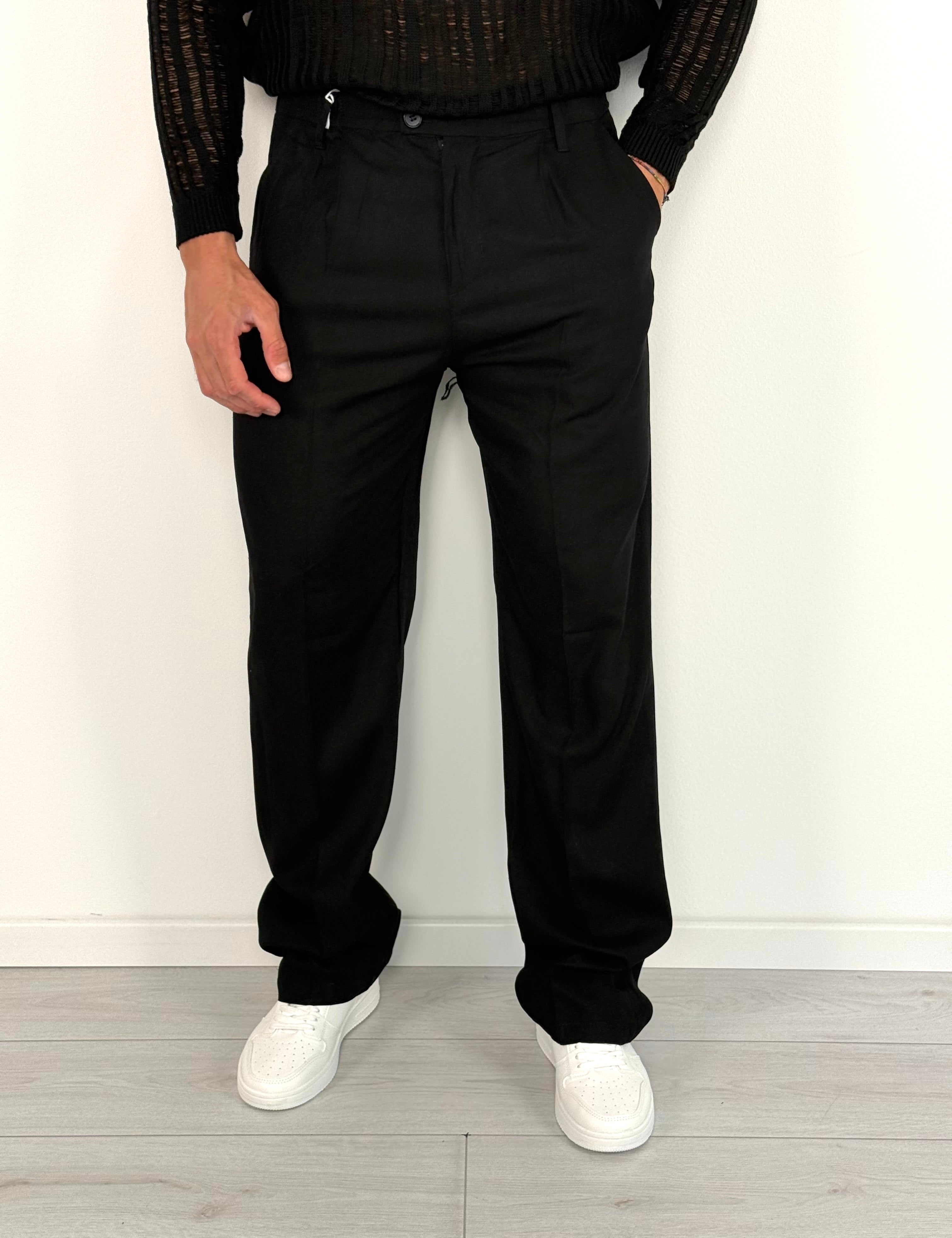 PANTALONE LINO BUTTON AMPIO