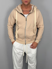 FELPA ZIP CAPPUCCIO GARZATA