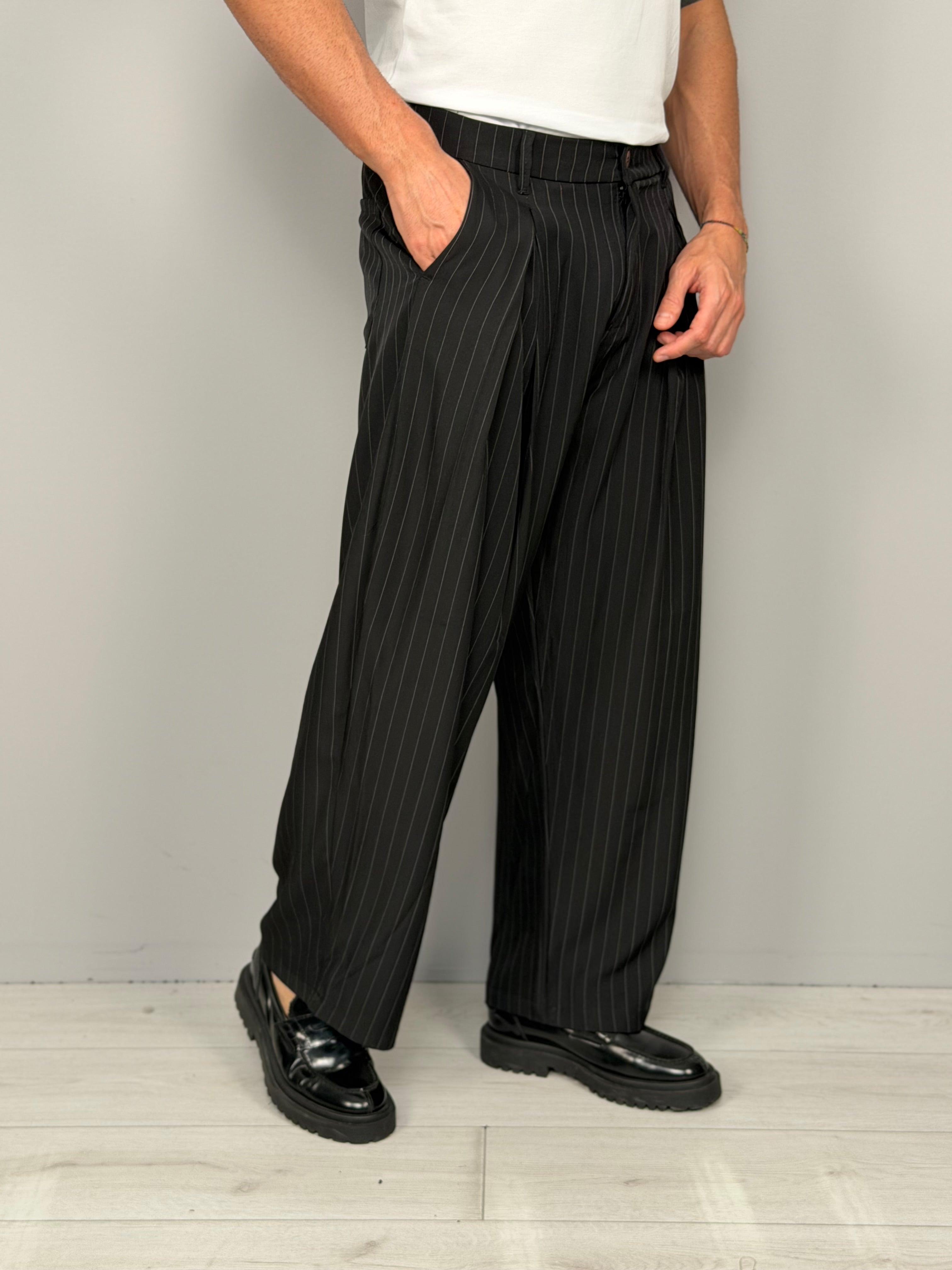 GENESIS PINSTRIPED WIDE TROUSERS
