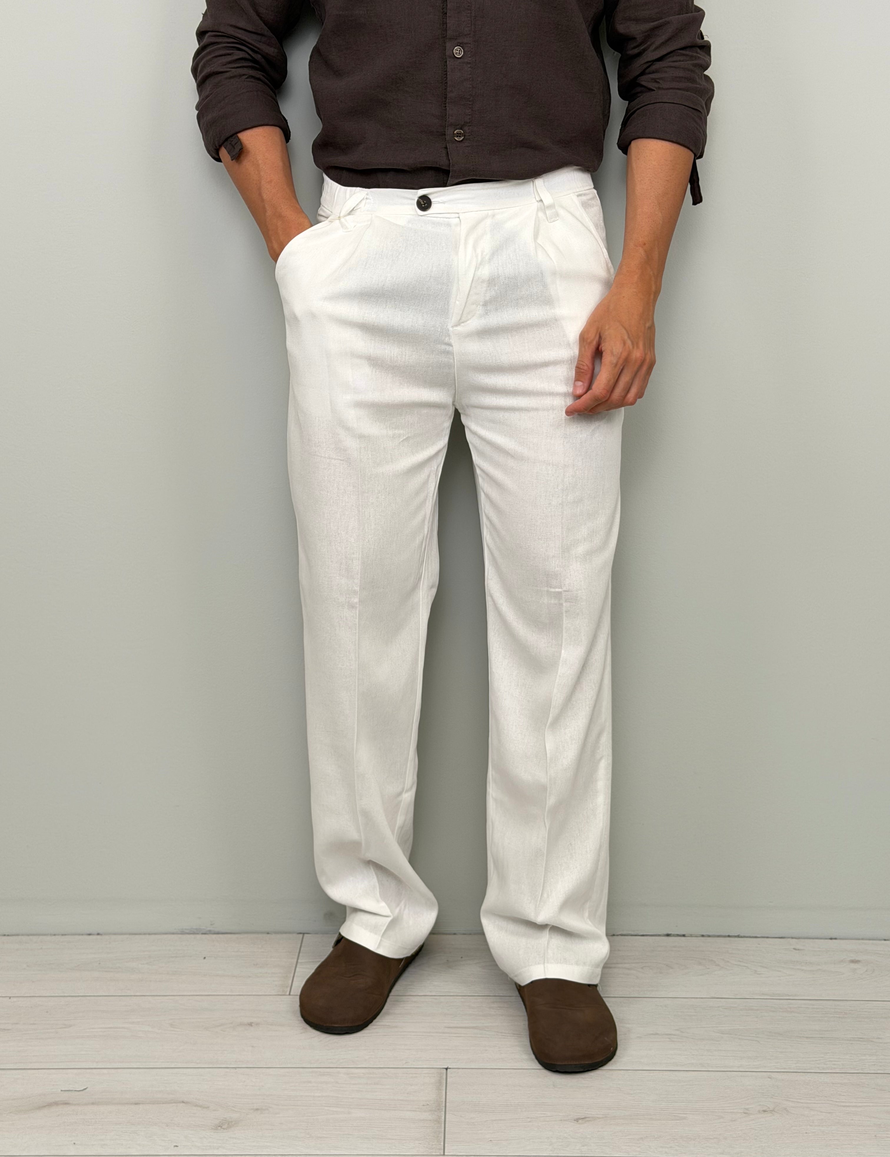 PANTALONE LINO CUBA AMPIO - TASCA DIETRO