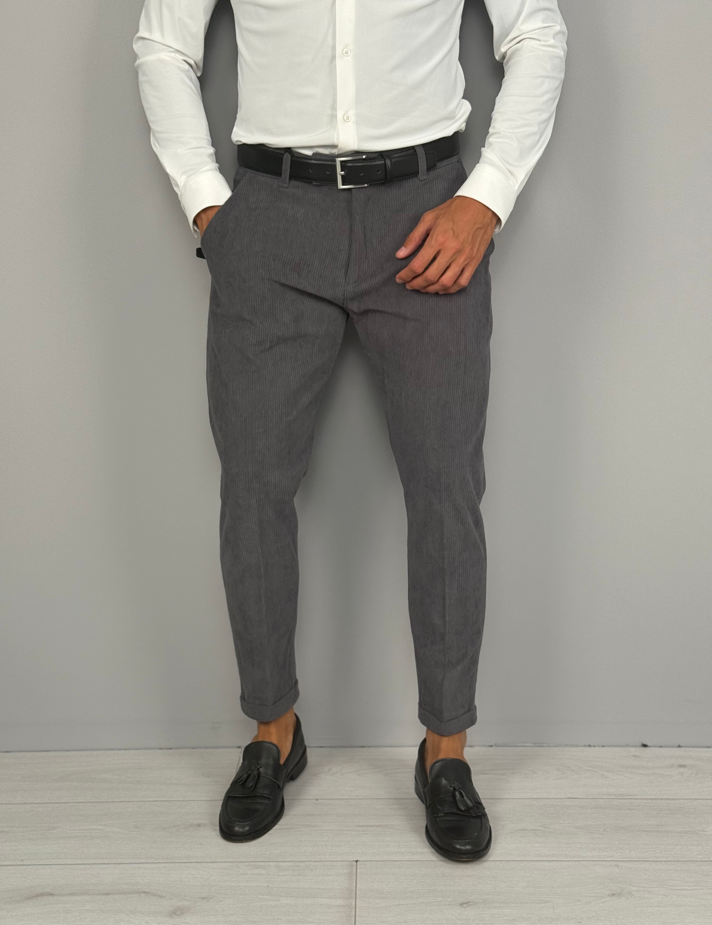 PANTALONE MOD CAPRI VELLUTO RISVOLTINO