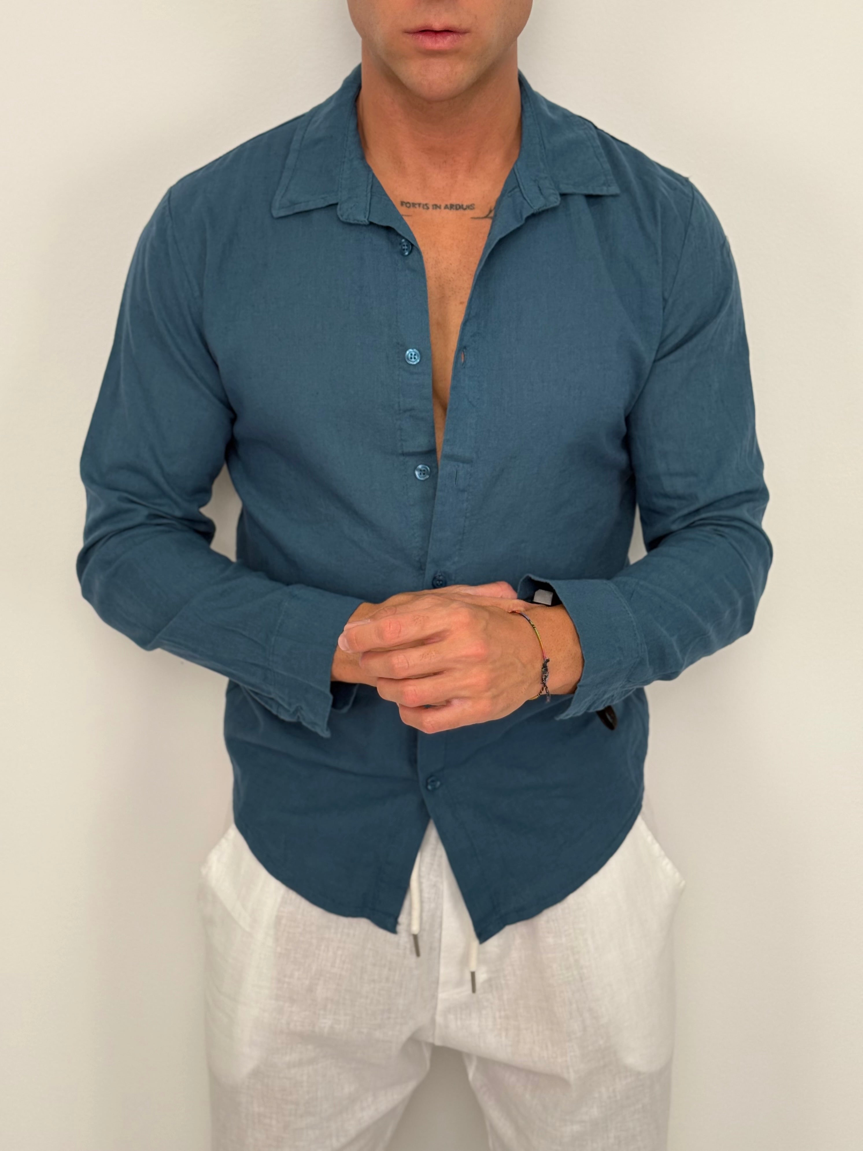 CAMICIA LINO COLLETTO