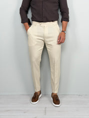 PANTALONE LINO MOD CAPRI RISVOLTINO