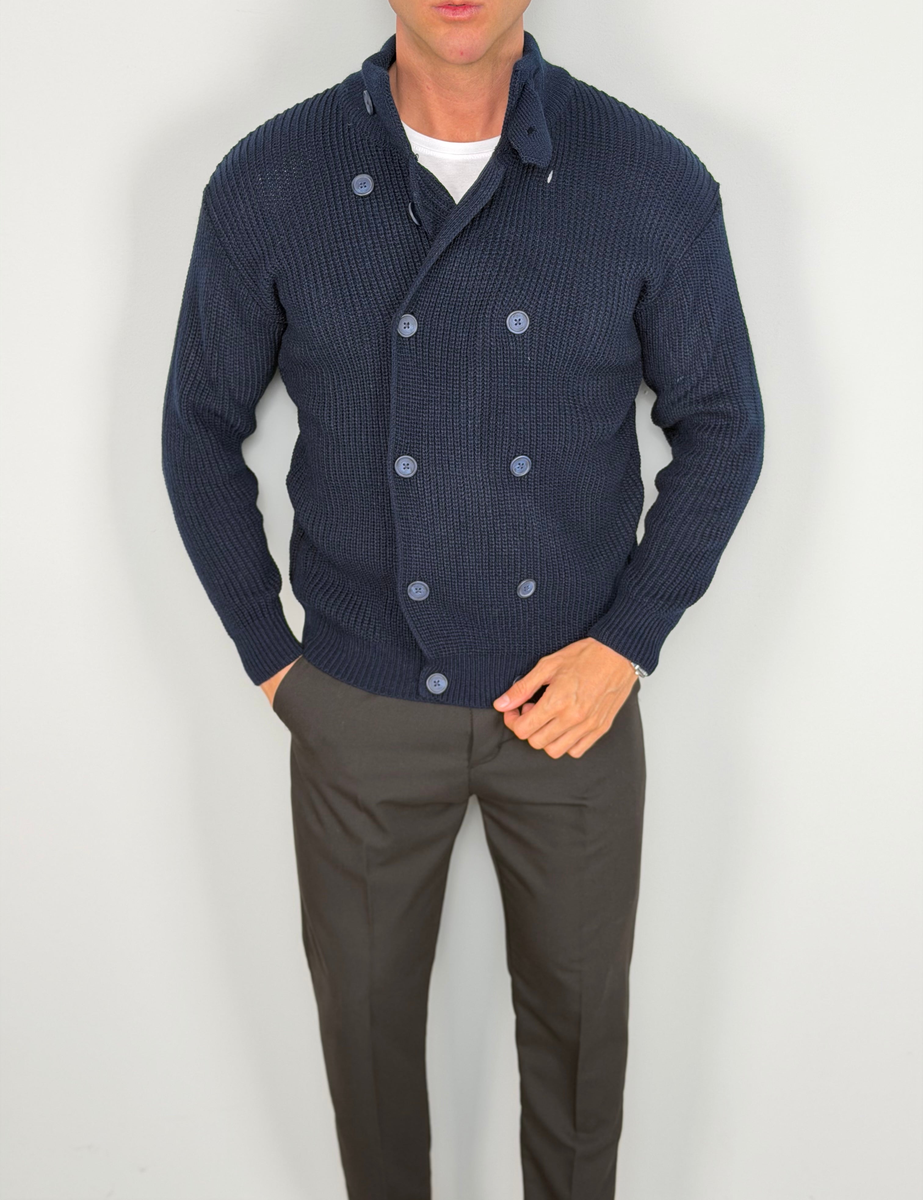 Zweireihige Wollstrickjacke ALVIN