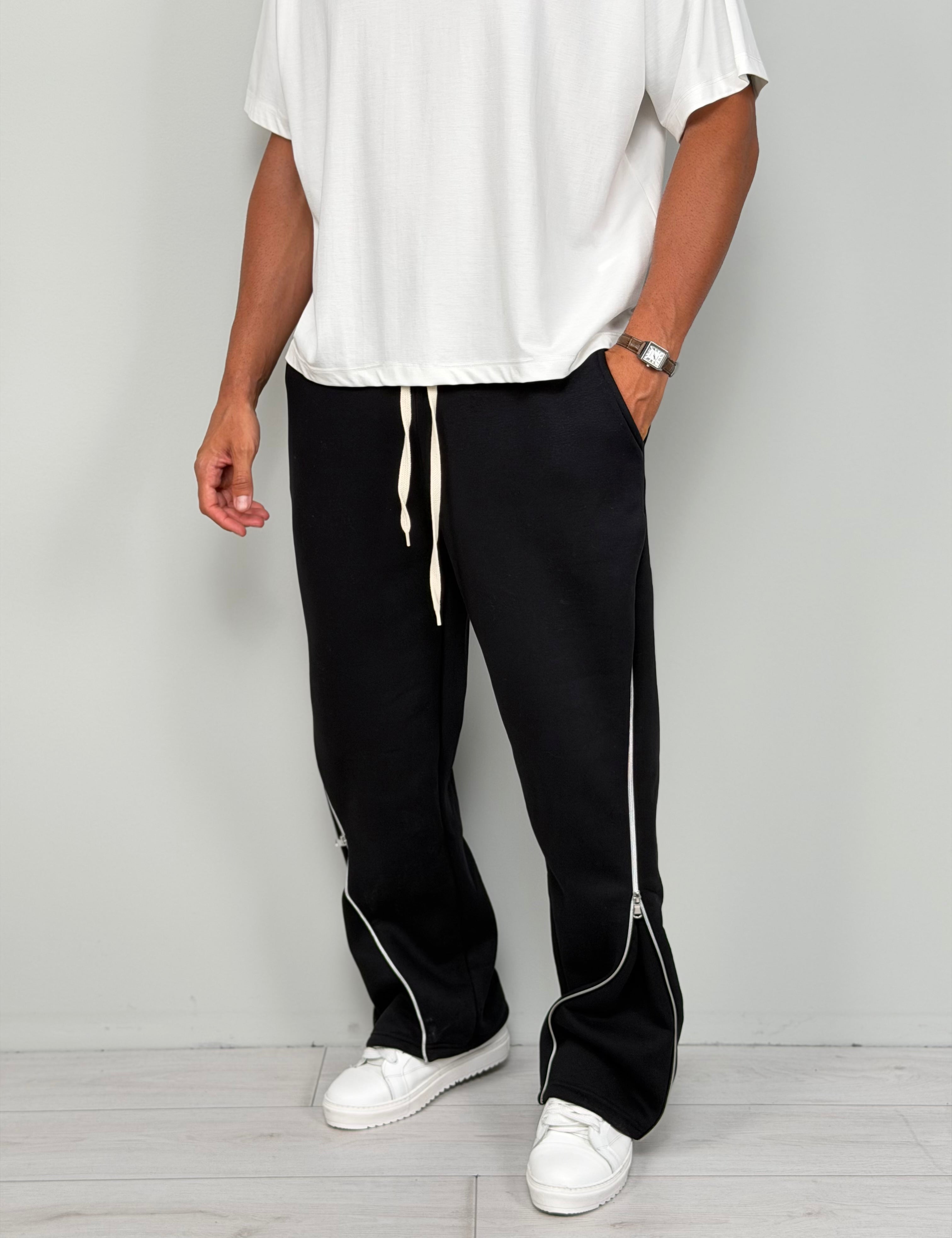 PANTALONE TUTA ZIP AMPIO FELPATO