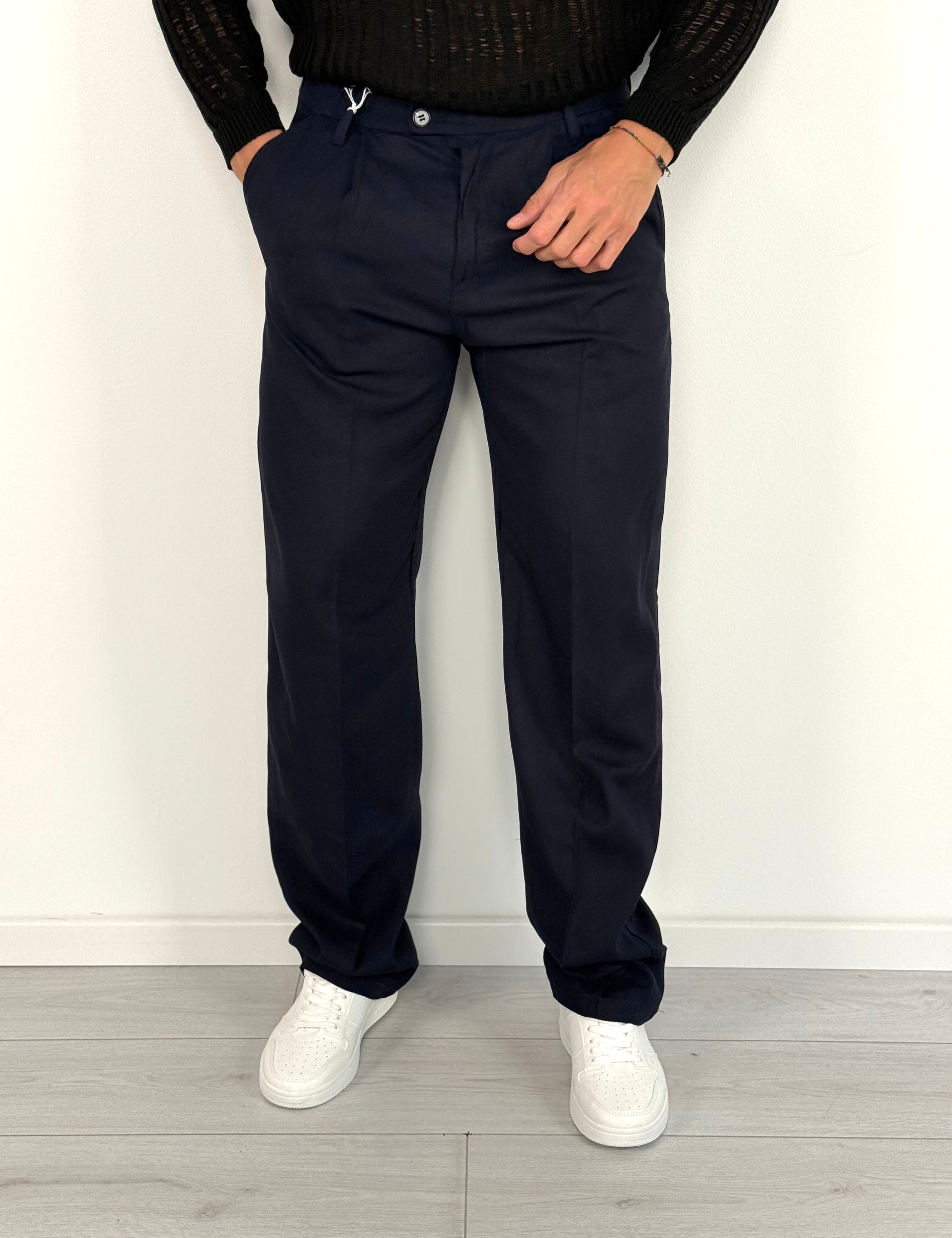 PANTALONE LINO BUTTON AMPIO