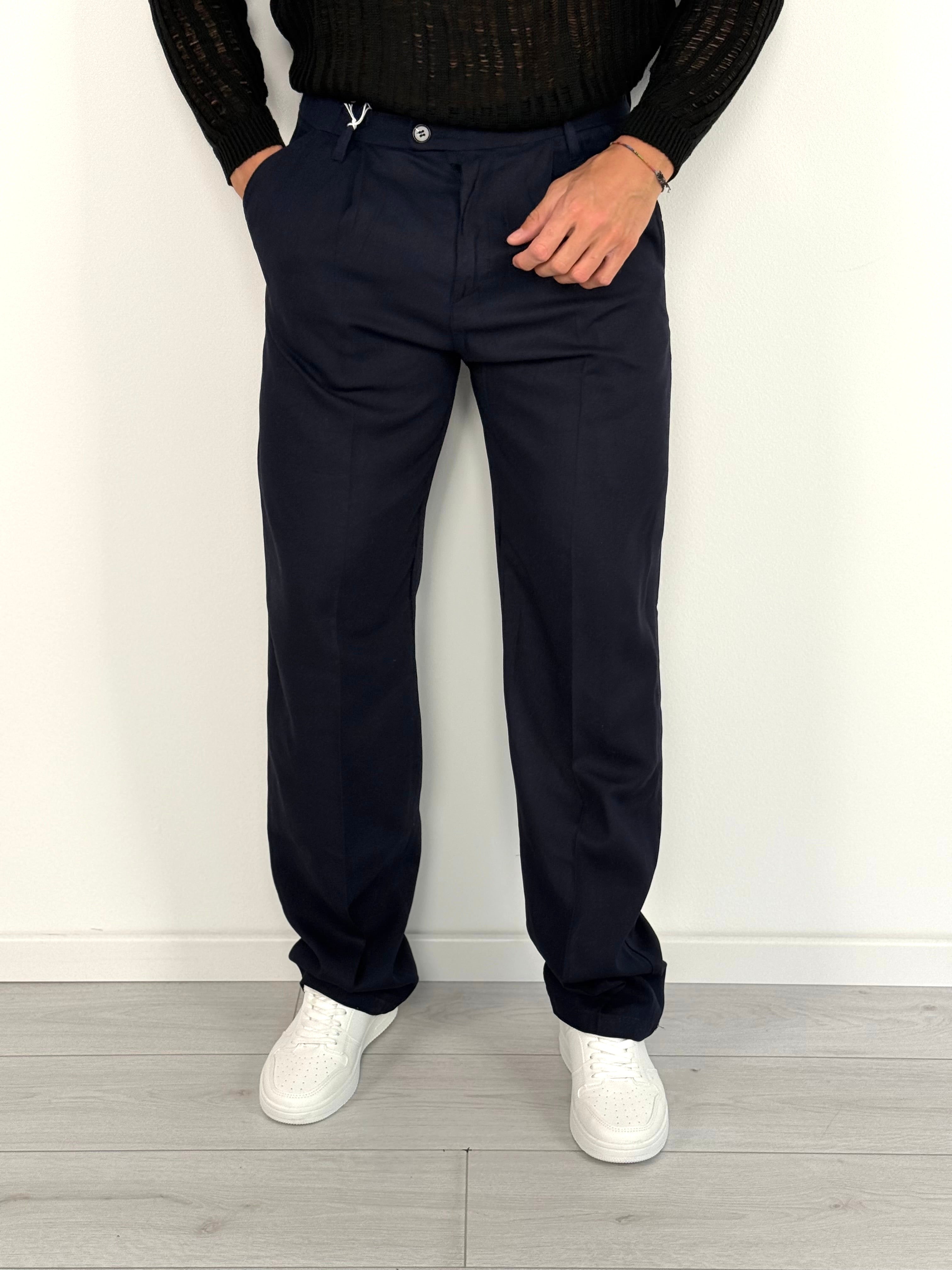 PANTALONE LINO BUTTON AMPIO