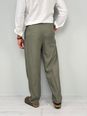 PANTALONE LINO FONDO AMPIO - TASCHE DIETRO