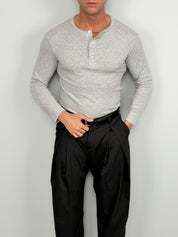 Camiseta Henley de Algodón