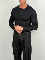 Camiseta Henley de Algodón