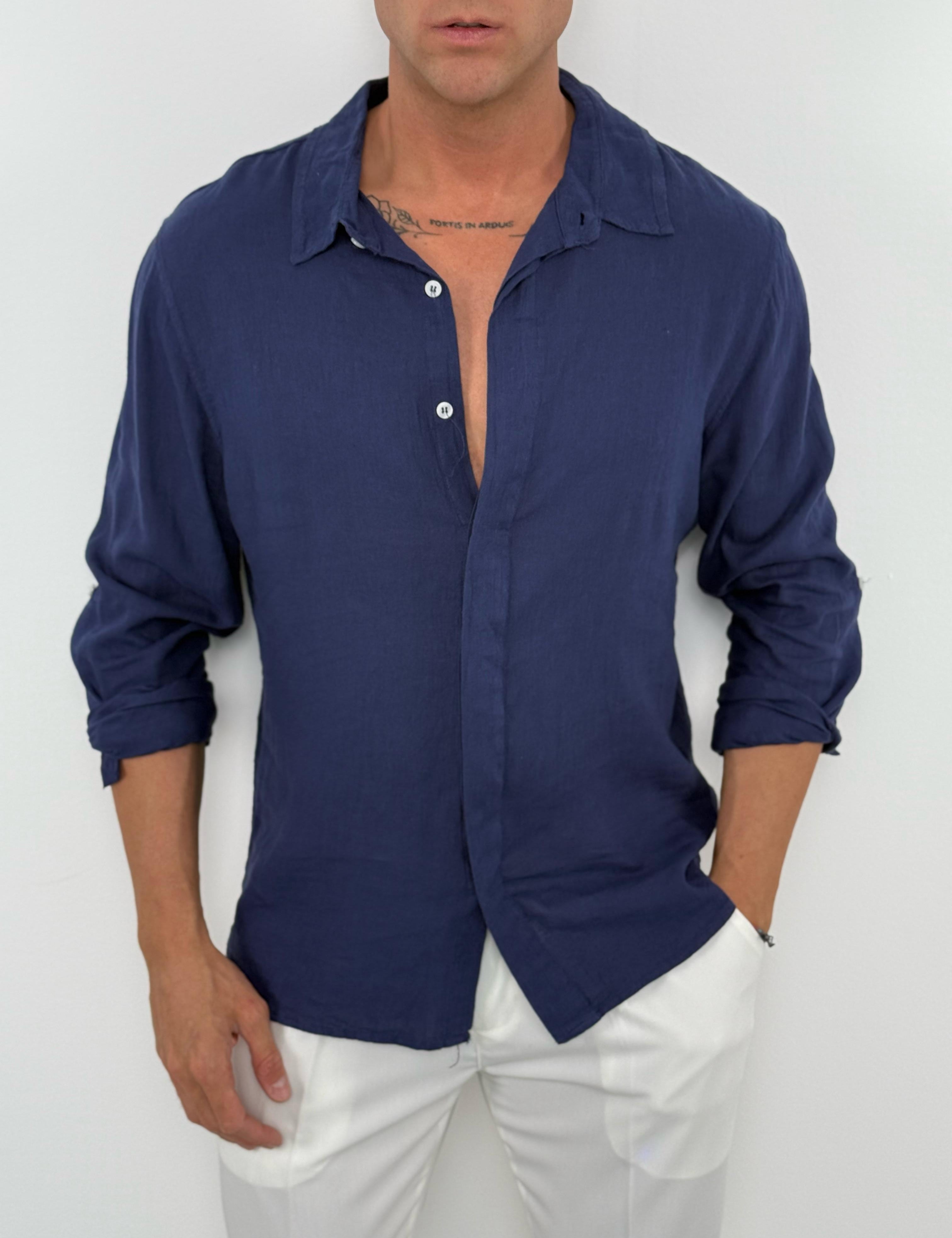 CAMICIA LINO COLLETTO V2 - Tg.S grigia ed XXL in piu colori