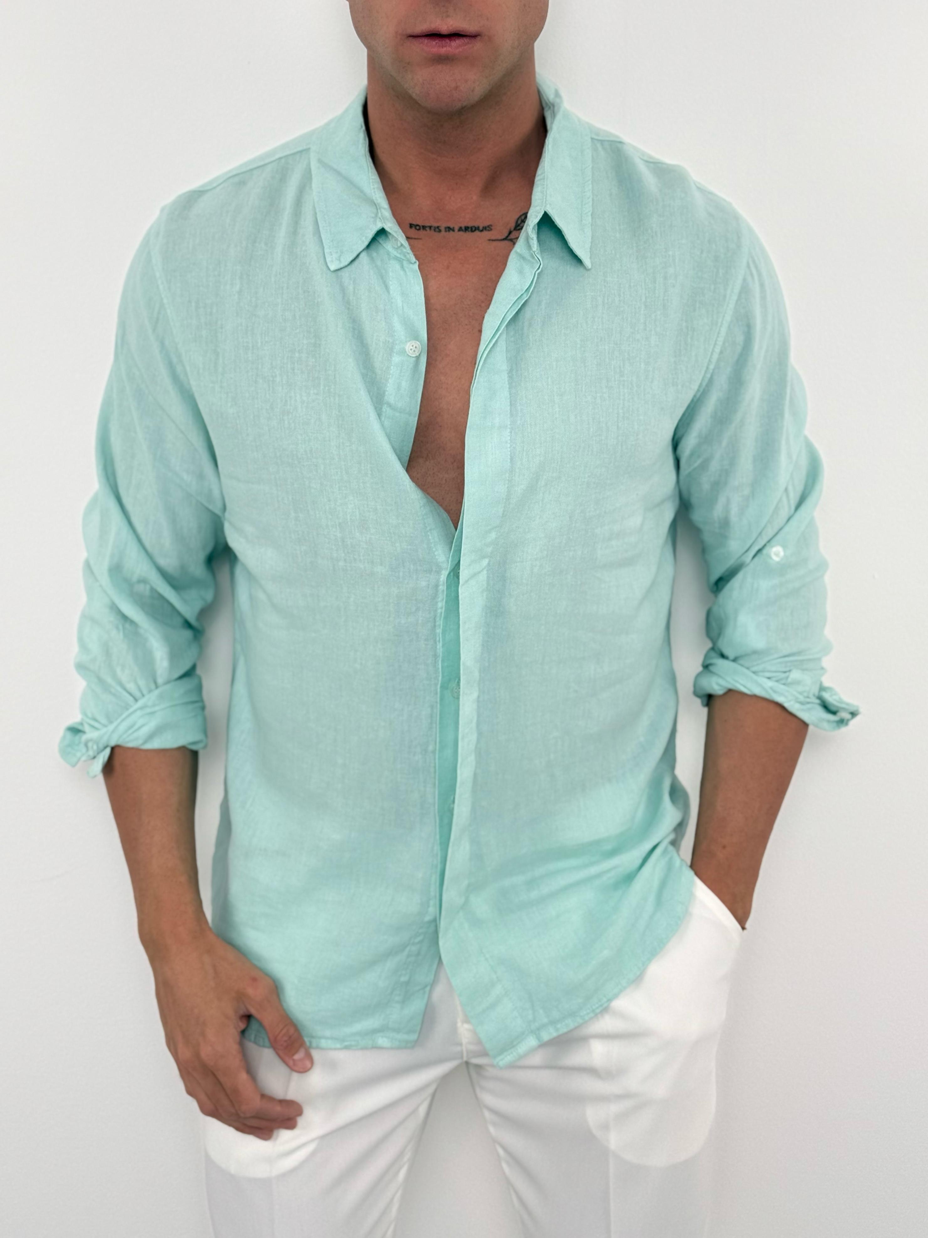 CAMICIA LINO COLLETTO V2 - Tg.S grigia ed XXL in piu colori