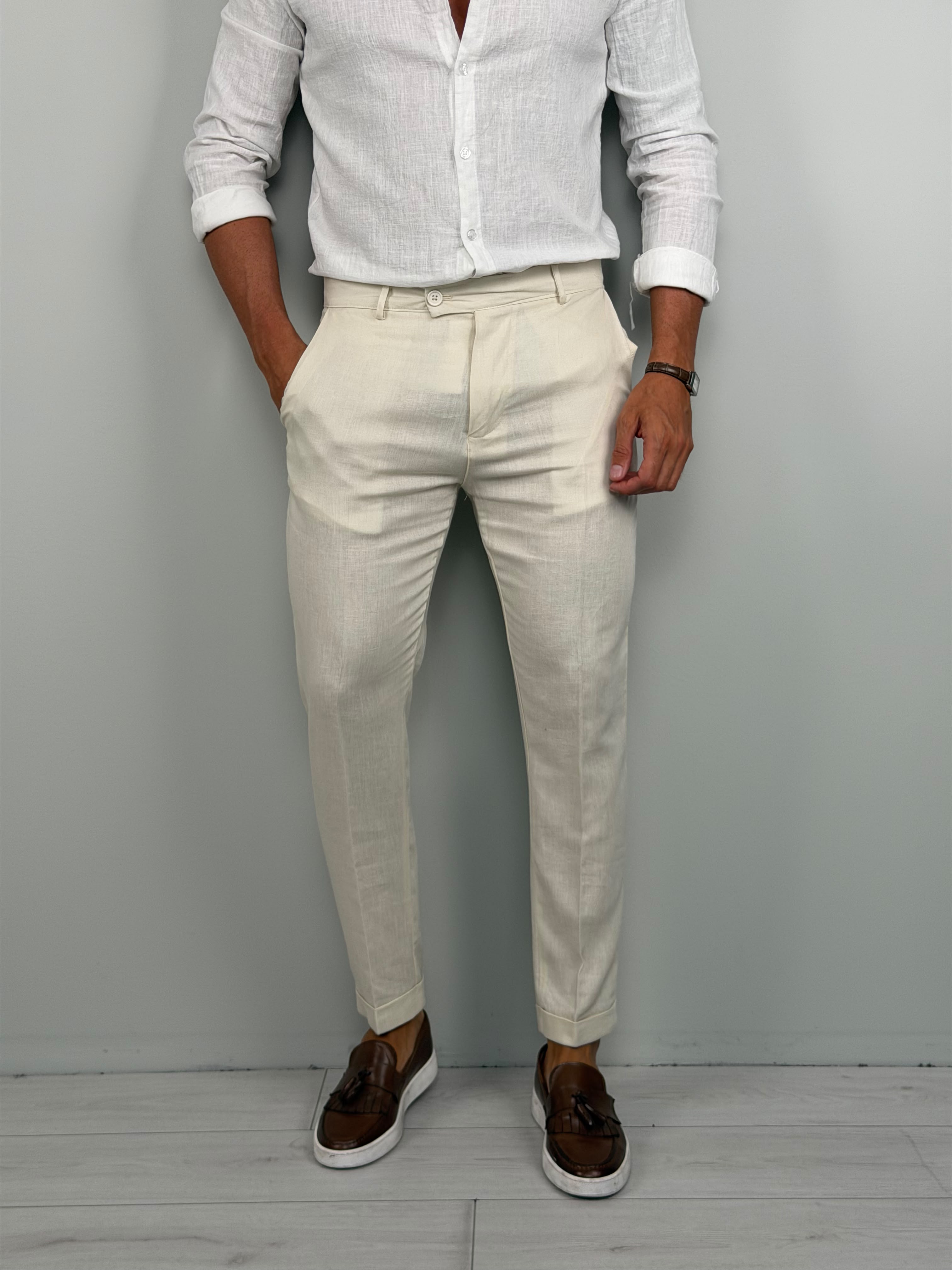 PANTALONE AGE LINO MOD CAPRI
