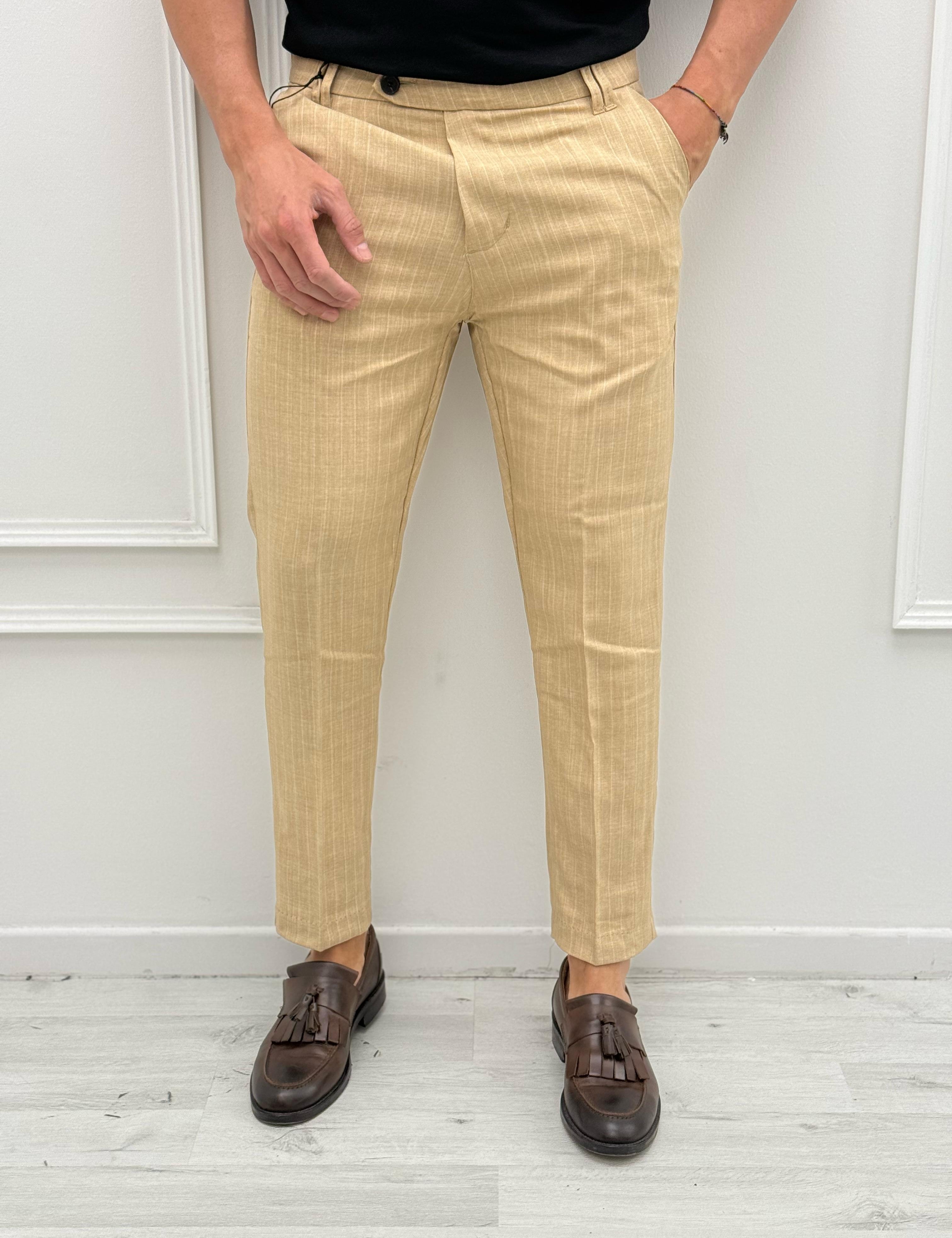 PANTALONE GESSATO TASCHE DIETRO